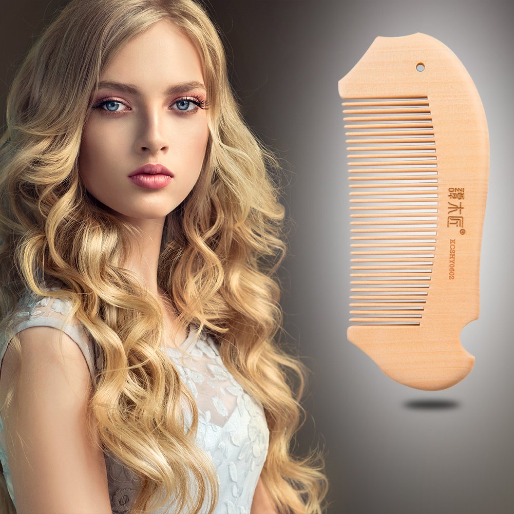 TAN MUJIANG Handcraft Natural Wood Hair Combs Accesory For Women, Men, brides, Curly Hair, Straight hair (Light color) KCSHY0602