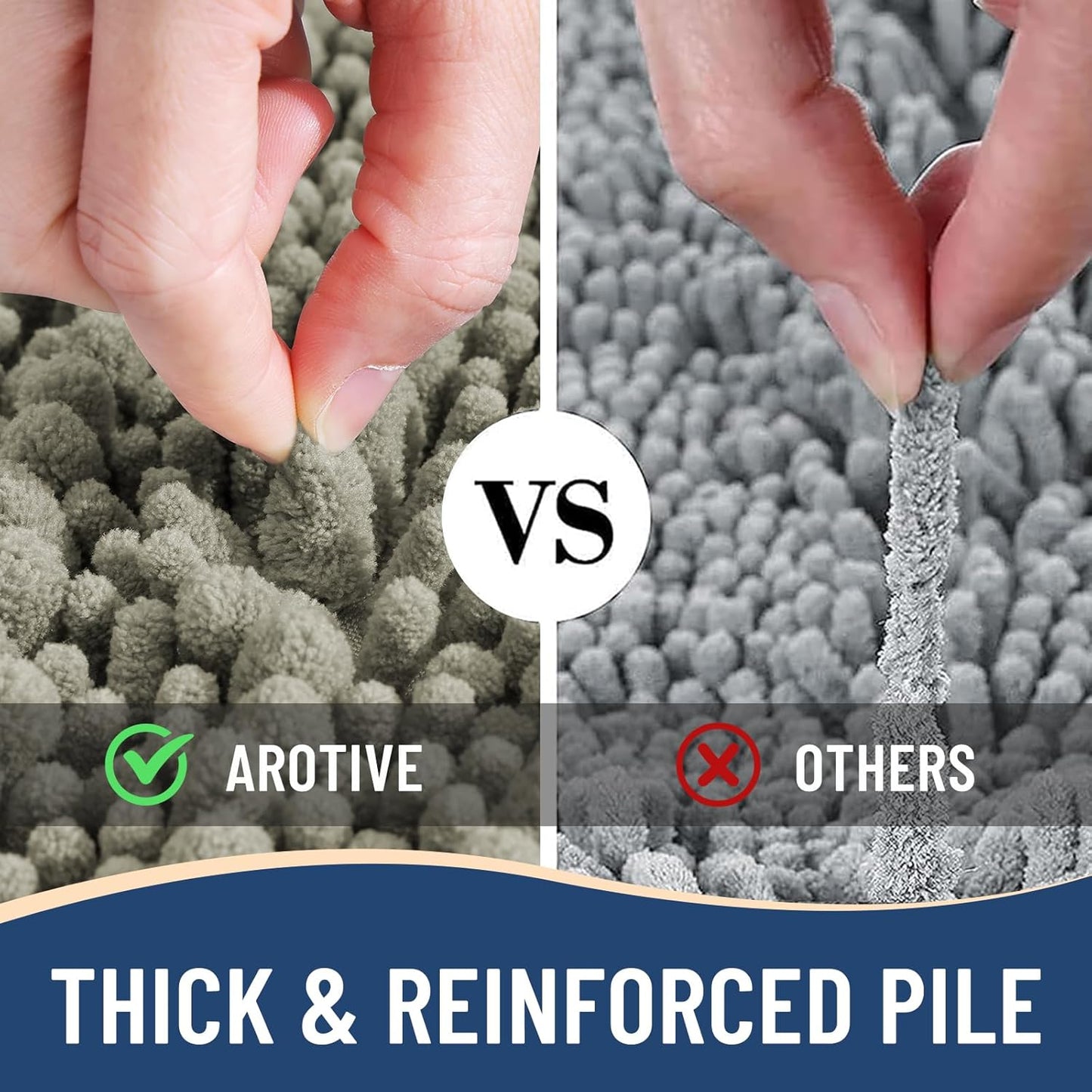 Arotive Luxury Chenille Bathroom Rug Mat, Extra Soft Thick Absorbent Shaggy Bath Rugs, Non-Slip Machine Wash Dry, Plush Bath Mats for Bathroom, Shower and Tub, 30x20, Warm Taupe