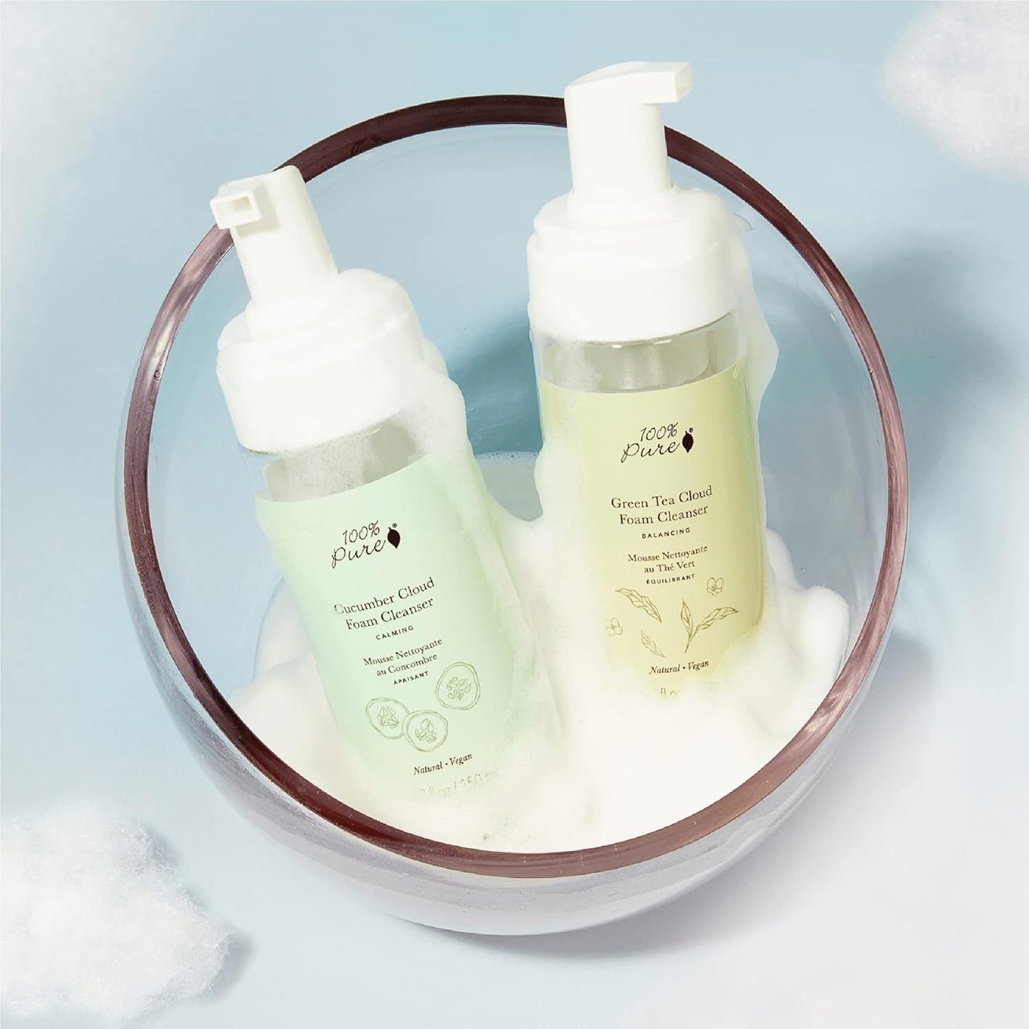100% PURE Cucumber Cloud Natural Foam Facial Cleanser - Daily Skinfood Face Wash & Deep Hydration, Pore Cleansing, Makeup Remover for Women, Men, All Skin Types, Even Sensitive - Vegan - 5.07 oz