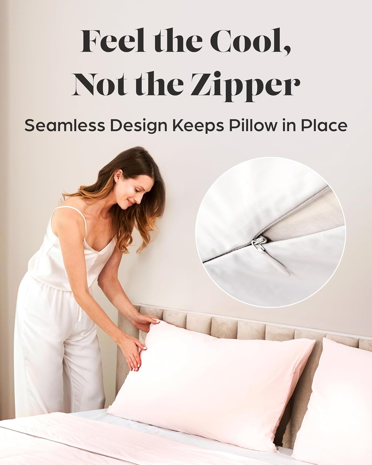 Lavish Comforts® Cooling Pillow Cases for Hot Sleepers – Cool, Ultra-Soft Blush Pink Pillow Cases for Acne & Frizz, Anti Acne Pillow Case, Antimicrobial, Alternative Silk Pillow Cases– Queen Set of 2