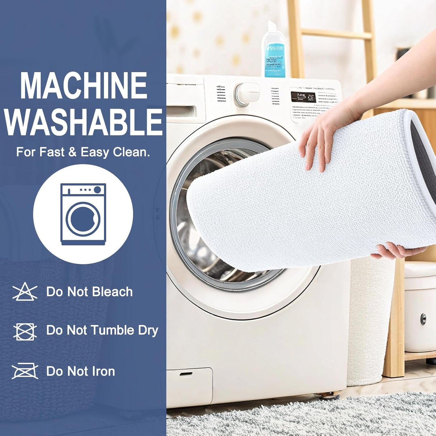 OLANLY Thick Memory Foam Bath Mat Rug 47x20, Extra Soft Absorbent Bathroom Rug, Quick Dry Bath Mats, Non-Slip, Machine Washable Carpet for Bathroom, Tub and Shower, Home Decor Accessories, White