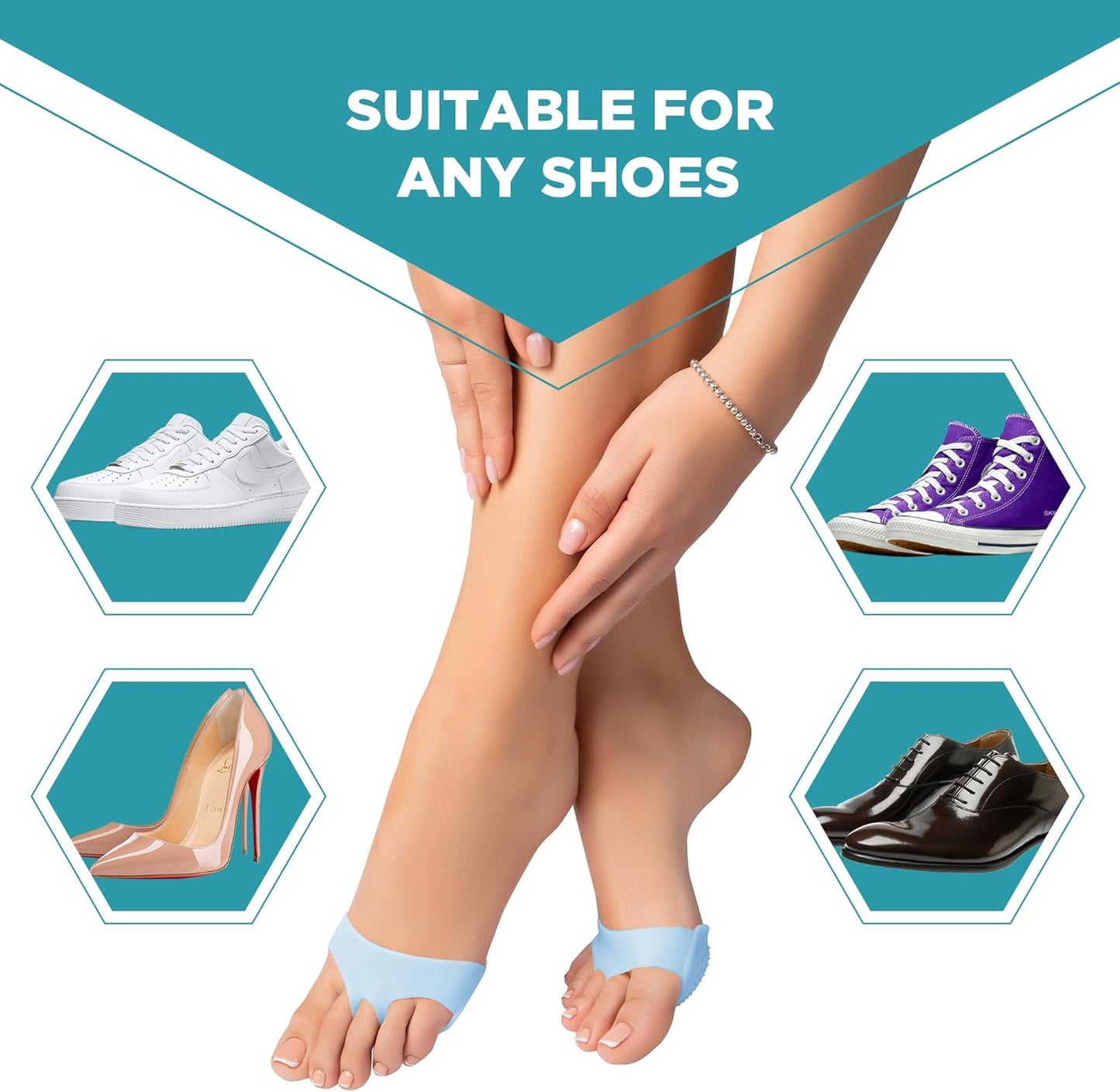 Homergy Metatarsal Foot Pads - Soft Gel Ball of Foot Cushions for Pain Relief, Ultra-Thin Sleeve Design, Stays in Place, Breathable & Reusable - Fits Heels, Flats, Sneakers (4 Pads / 2 Pairs)