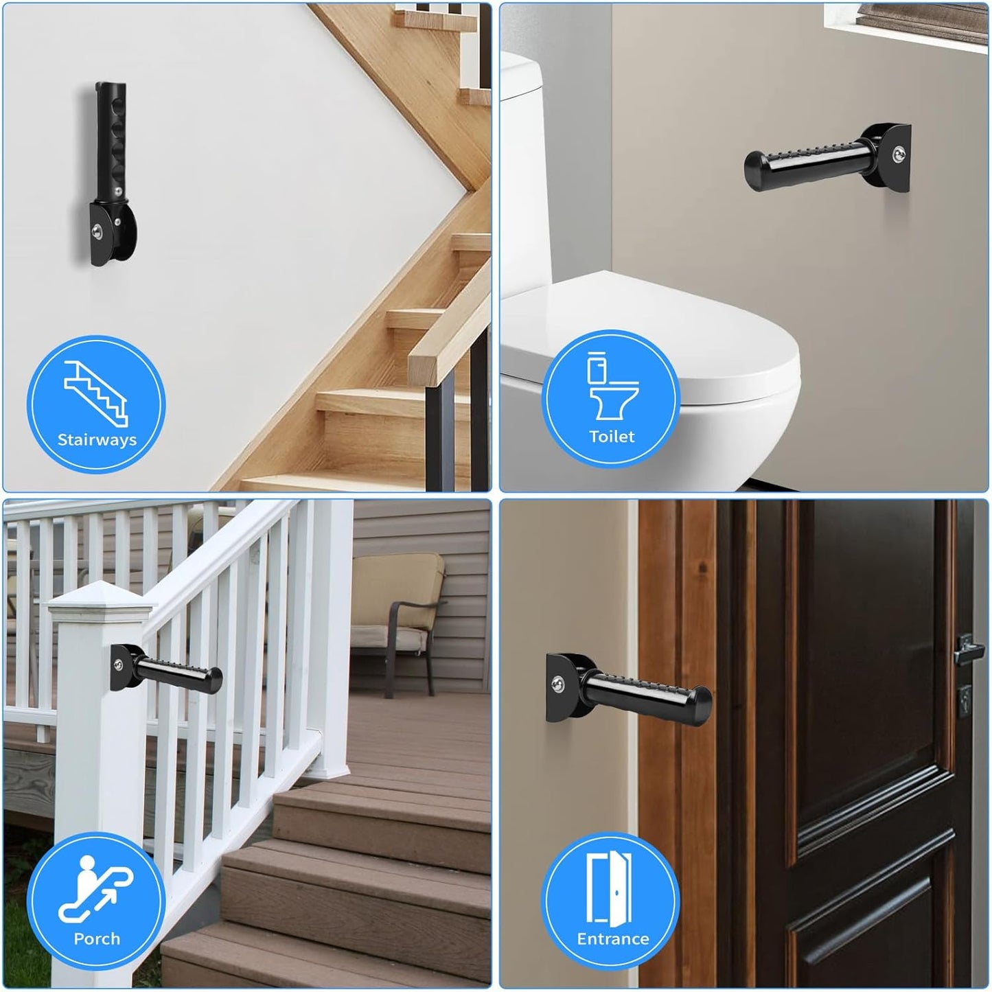 Flip Up Grab Bar for Doorway,Door Assistant Support Grip Handle,Wall Flip Assist Handle for Elderly,Supports Up to 300lbs (Black 1pcs)