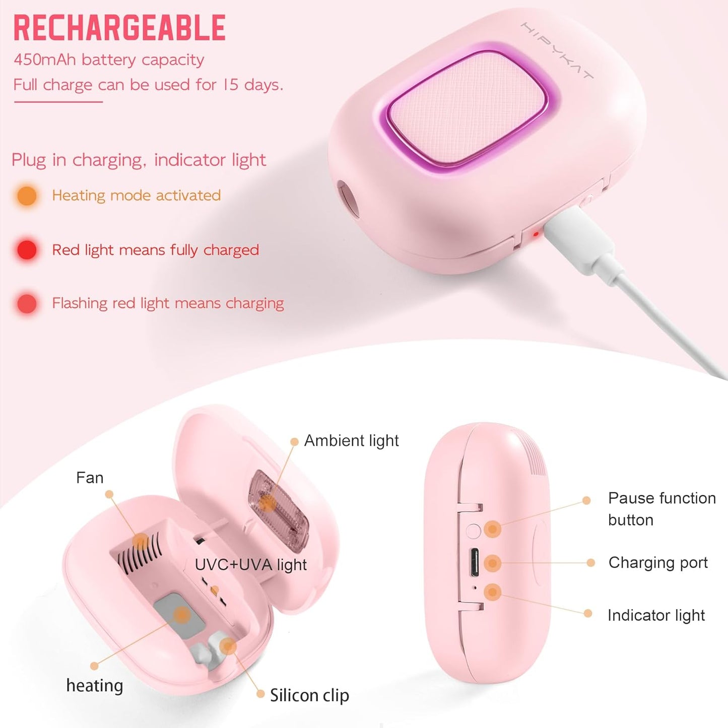 Toothbrush Sanitizeri Case with U V-C Lights, Dryer Heating, Fan Drying - Rechargeable Portable Toothbrush Cover, Magnetic Wall Mount Sterilizeri Box for Home, Travel & Fits All Toothbrushes