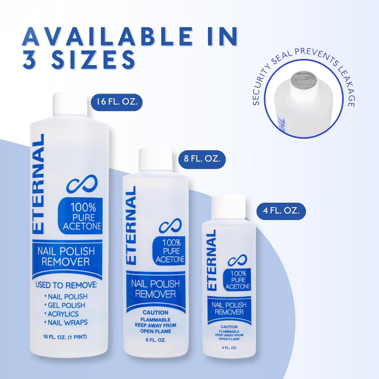 Eternal 100% Pure Acetone- Acetona pura – Quick Professional Ultra-Powerful Nail Polish Remover for Natural, Gel, Acrylic, Shellac Nails and Dark Colored Paints (8 FL. OZ.)