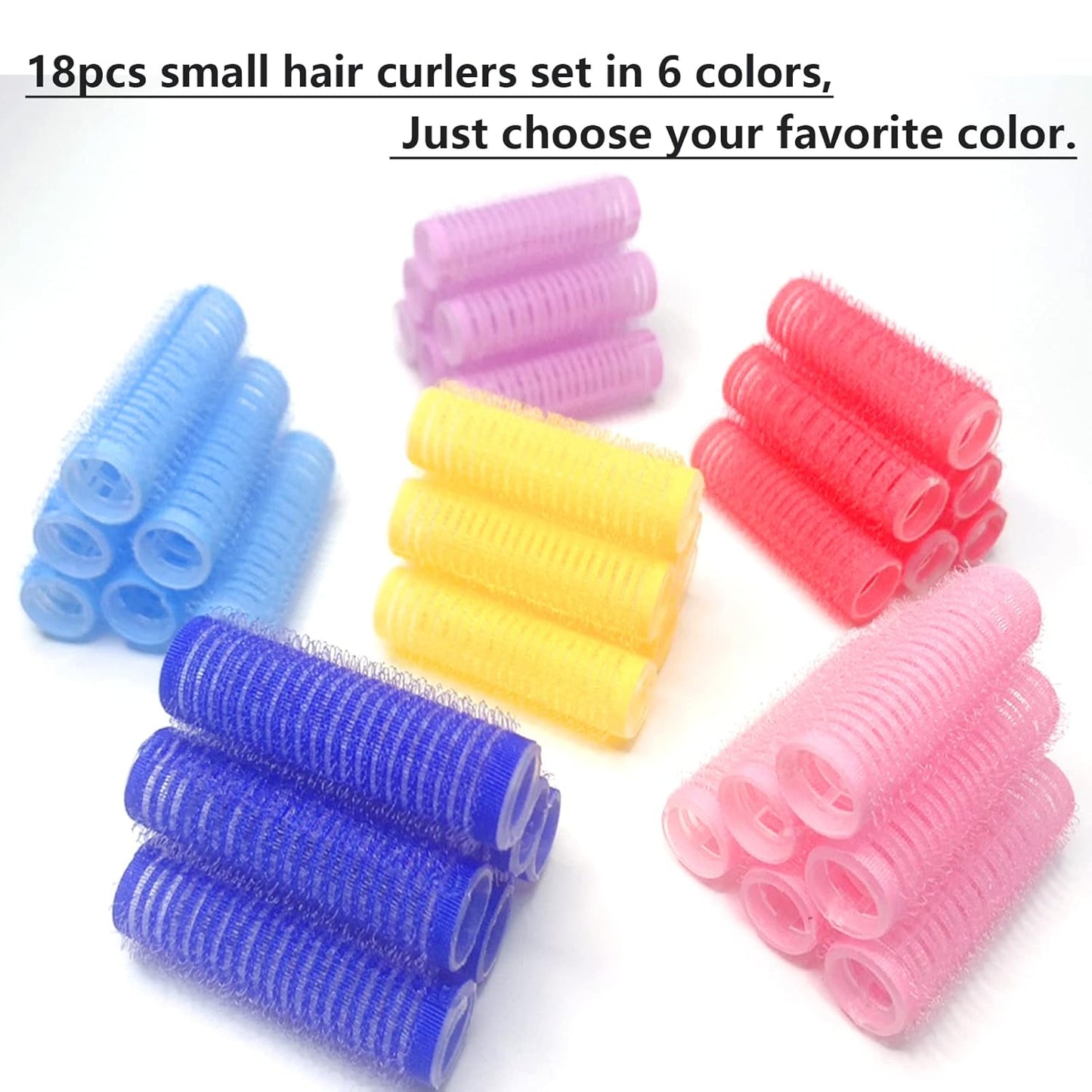 18PCS Self Grip Small Hair Curlers Heatless Roller Hair Curlers Pro Salon Hairdressing Curler DIY Curly Hairstyle Hair Rollers Tools Rat Tail Comb for Women Medium Short Hair(Pink)