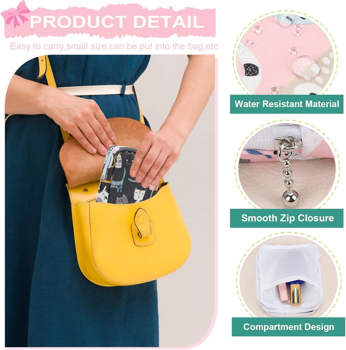 Desing Wish Portable Period Bag for Teen Pads & Sanitary Napkins, Small Tampons - Sanitary Napkin Storage Bag & First Period Gift for Teen Girls (Dazzling Horse)