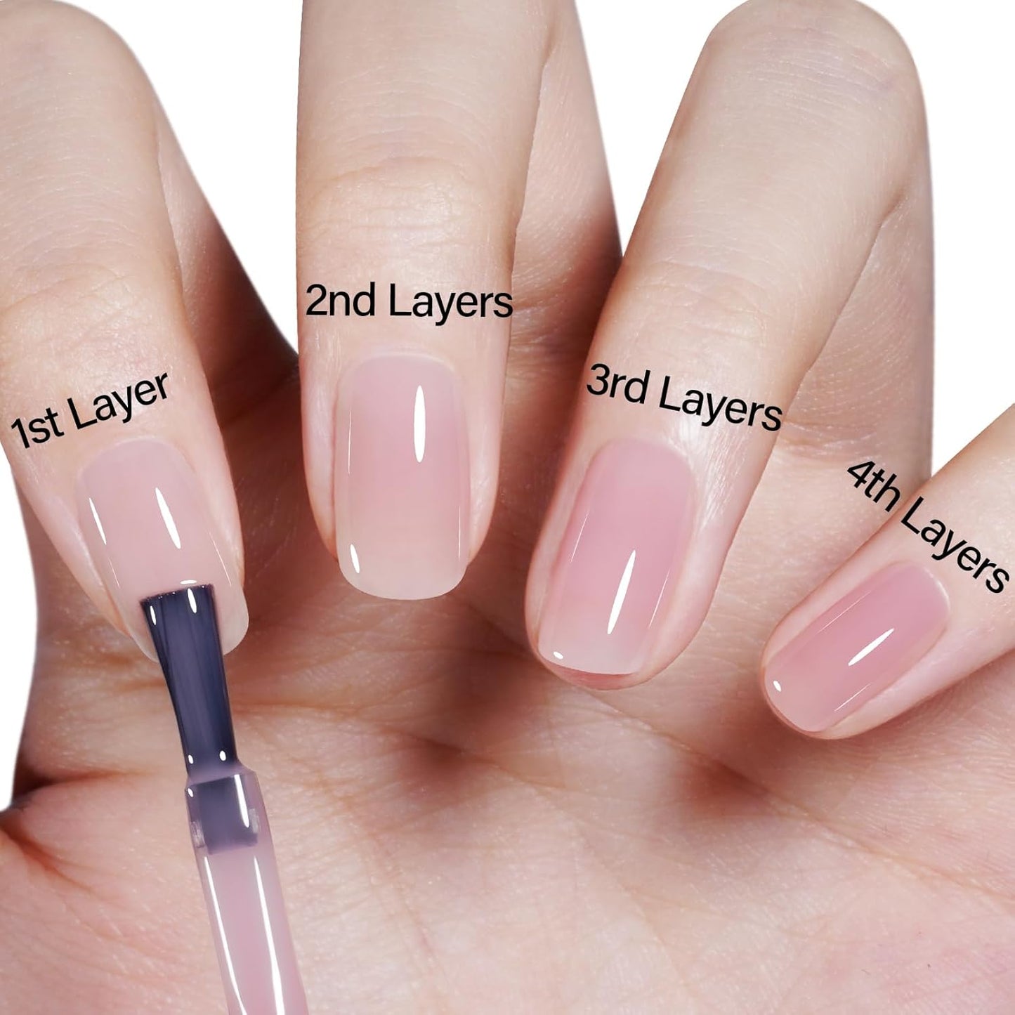 AILLSA Nude Pink Gel Nail Polish Crystal Pink Jelly Gel Polish Sheer Natural Color Polish Light Neutral Translucent Nail Polish Soak Off U V for French Manicure at Home 0.51 Fl Oz /GB93