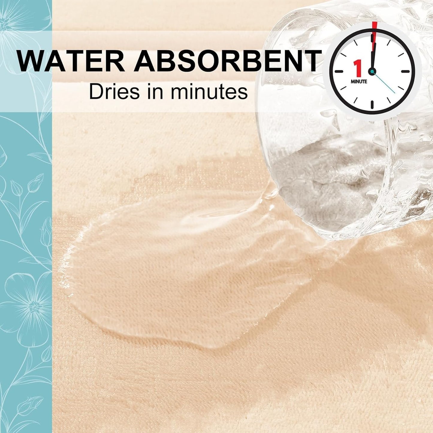 Grandaily Memory Foam Bath Mat Rug 24x16, Ultra Soft, Non-Slip and Absorbent Bathroom Rugs, Machine Wash Dry, Comfortable Bath Carpet for Bathroom Floor, Tub and Shower, Beige