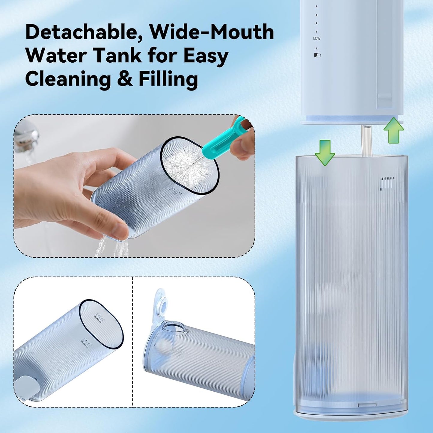 Mini Water Flosser for Teeth,Travel Dental Flosser Picks, Portable Oral Irrigator with Telescopic Water Tank, 5 Modes IPX7 Waterproof Tooth Flosser for Brace, Sensitive Teeth, with Storage Bag