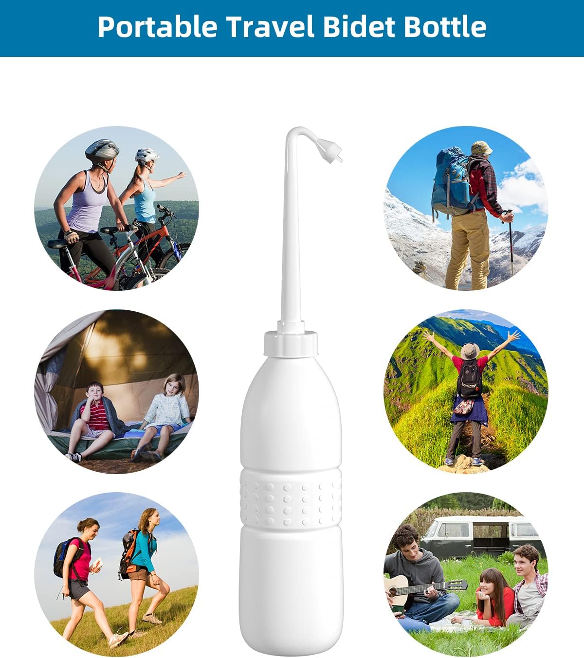 Hibbent Portable Bidet for Travel, Handheld Travel Bidet for Personal Hygiene Care, Personal Cleansing Use, Extended Nozzle, 21.8oz(620ml) , White