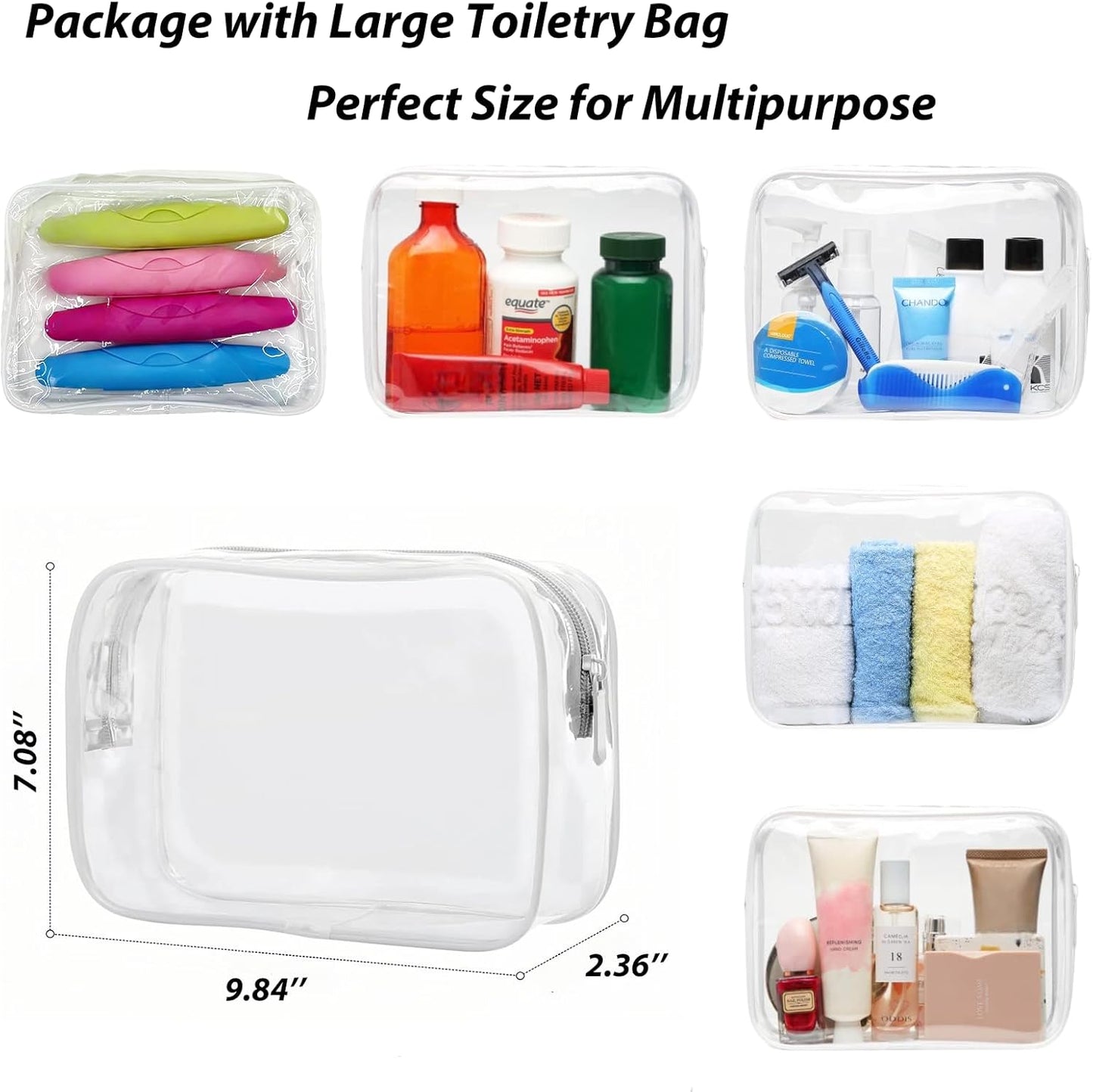4 Pack Travel Toothbrush Case, Portable Toothbrush Travel Case with Large Toiletry Bag for Business Trip, Camping, Home