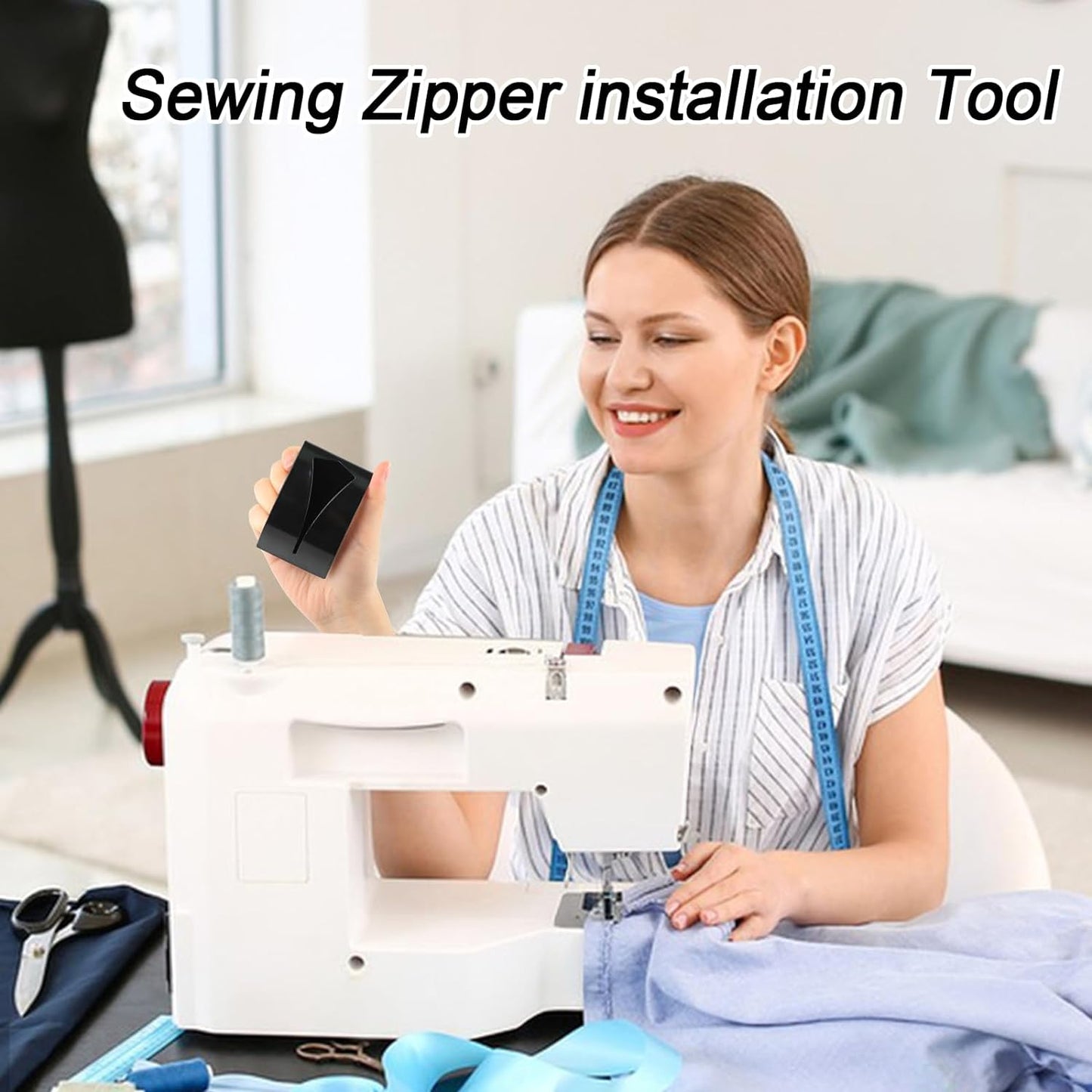 SINSETU Zipper Jig Tool, Quick Zipper Jig Sliders for Zipper Pulls, Stainess Steel Zipper Puller Helper for Pants, Dresses(2 Pack), Black, Silver, 2CLLTX