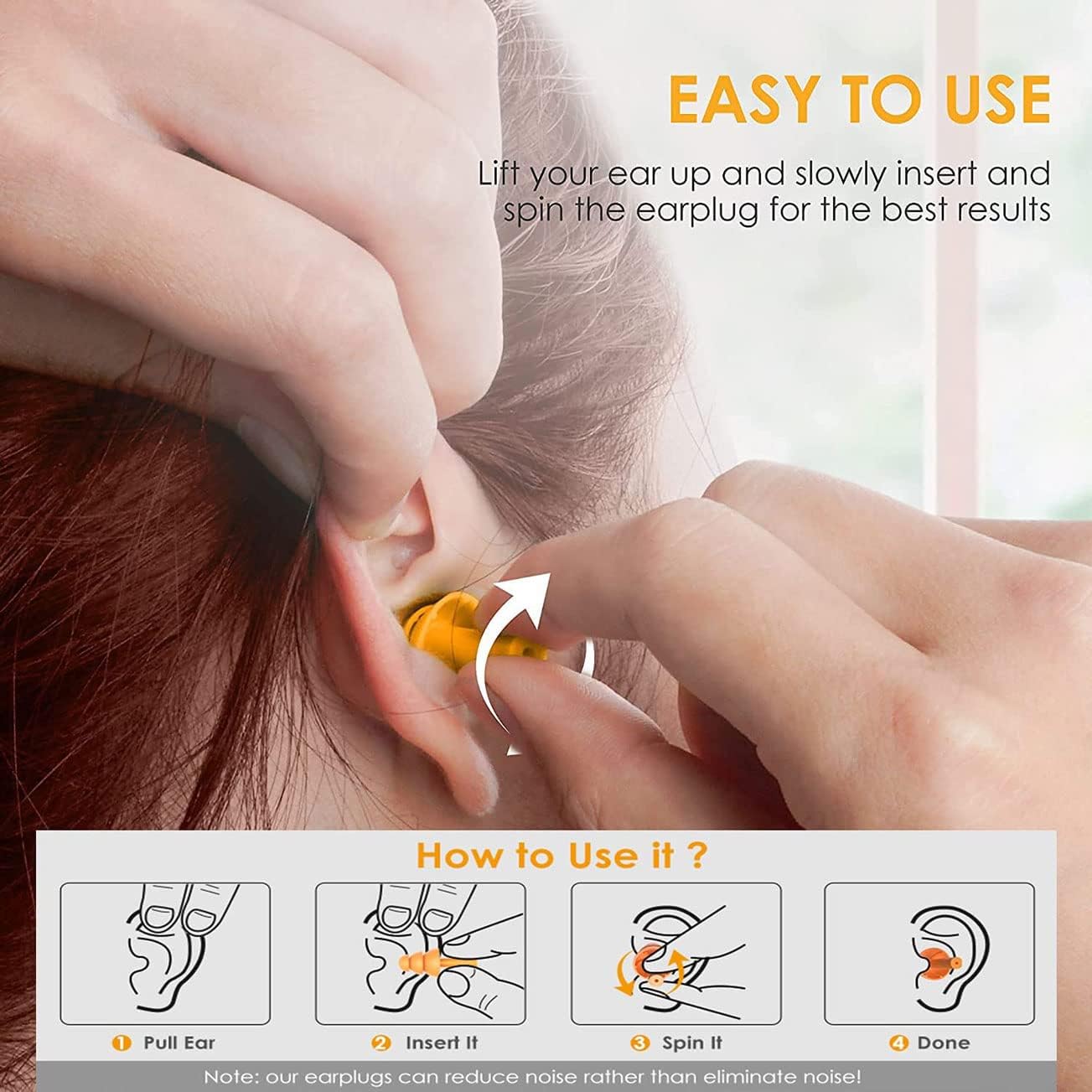 Earplugs for Sleeping Noise Cancelling Reusable Silicone Ear Plugs Suitable for Swimming Travel Snoring Airplanes Study Work Noisy Places(8Pairs)