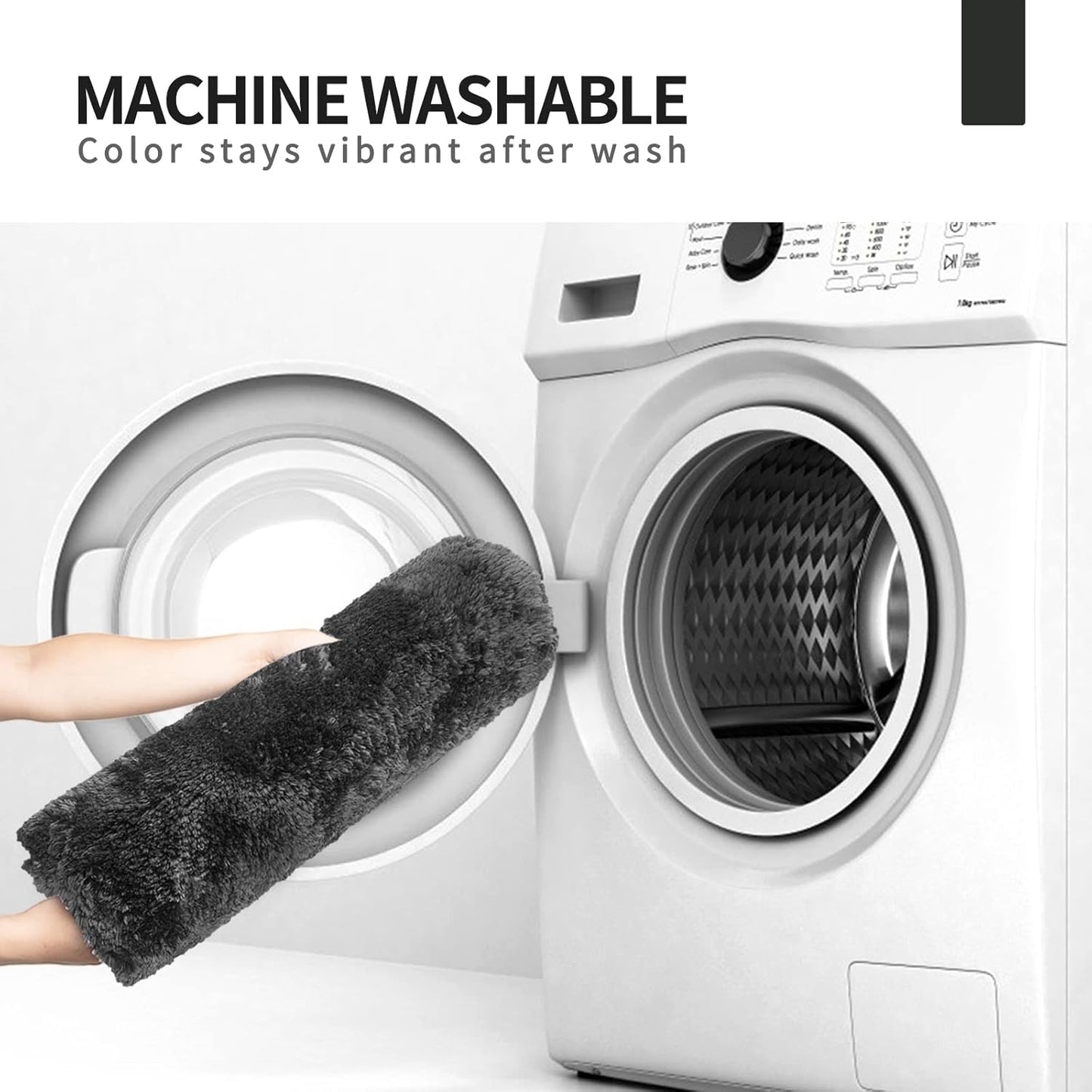 FIFU Bathroom Rugs 17" W x 24" L, Bath Mat for Bathroom, Bedroom, Laundry Room & Kitchen, Non-Slip Rubber Latex Backing, Extra Soft and Absorbent Microfiber Carpet, Machine Washable Rug, Black