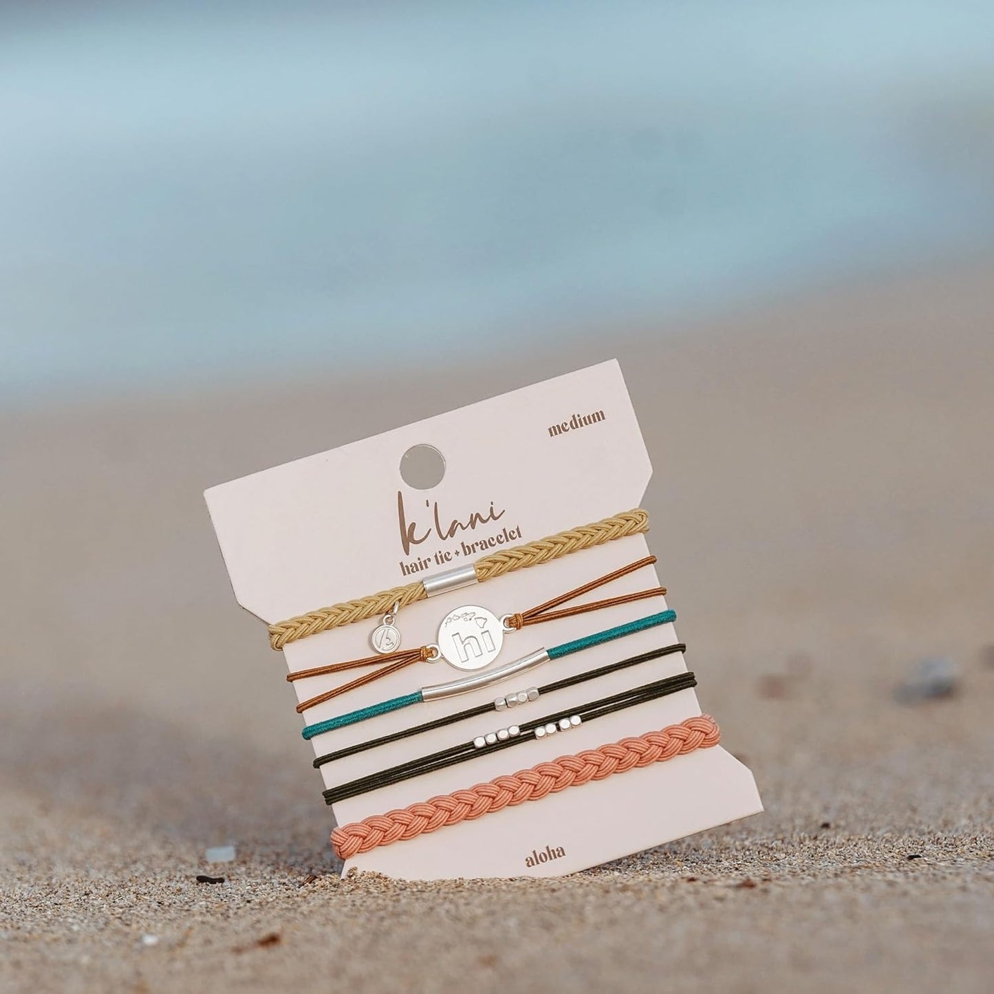 K'lani Hair Tie Bracelets for Women - Elastic Hair Bands That Double as Stylish Jewelry - Aloha - Small