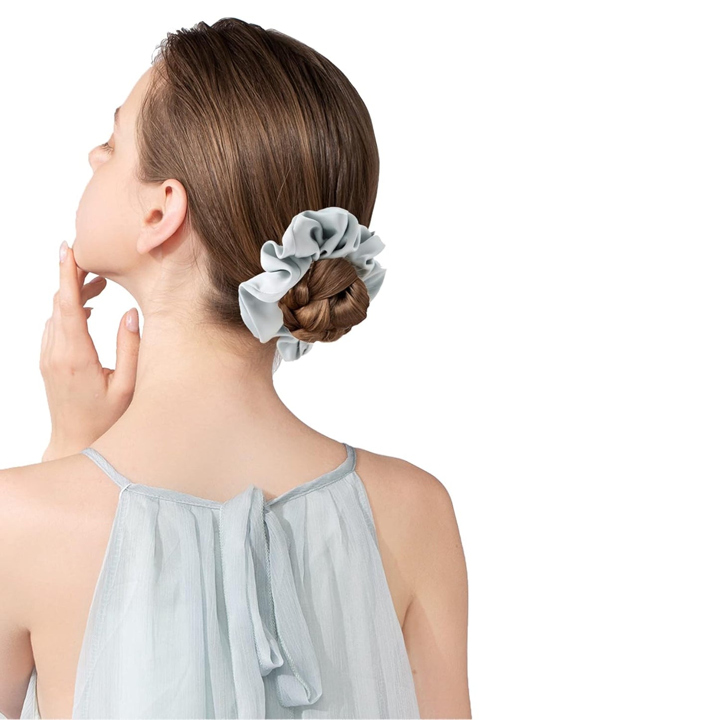 Big Silk Scrunchies for Women,Better than Satin,Silky Soft Scrunchie for Bun Luxurious Ponytail Holders Elastic Hair Ties No Damage (Black White Silver Red Brown)