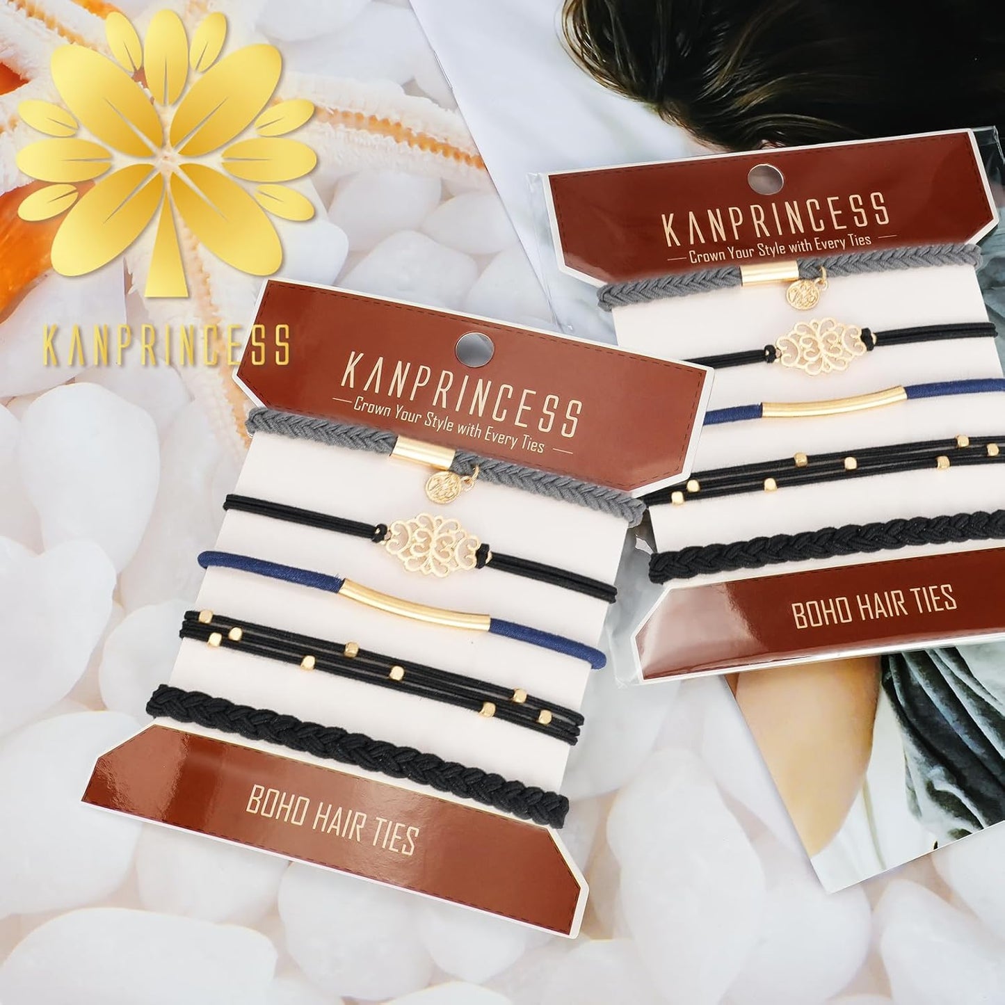 Hair Tie Bracelet, 5 Pcs Boho Hair Ties For Girls and Women, Elastic Hair Ties, Hair Bands For Ponytails, Ponytail Holder For Daily Life, Sport, Cooking, Working (Set 15)