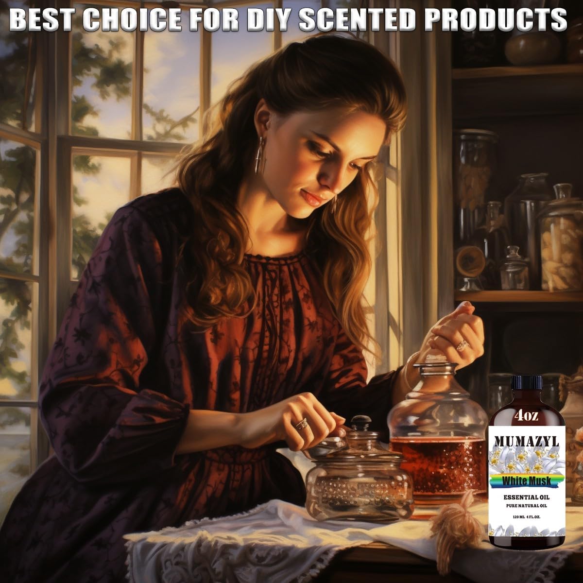 White Musk Essential Oil, White Musk Oil 4 Fl Oz 120ML for Diffuser Humidifier Yoga Cleaning DIY Candle Soap Making Essential Oils