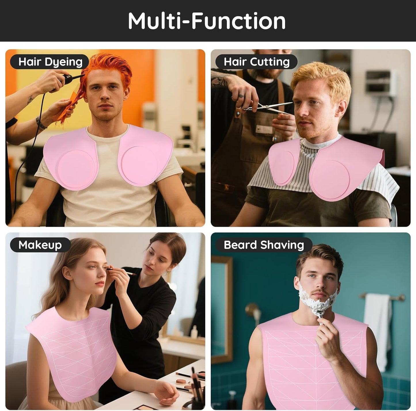 Segbeauty Hair Cutting Guide Mat Pink, Longer Silicone Waterproof Cutting Mat for Barber Shop Salon, Professional Salon Hair Cutting Mat with Guidelines Weighted Neck Wrap for Hair Stylist