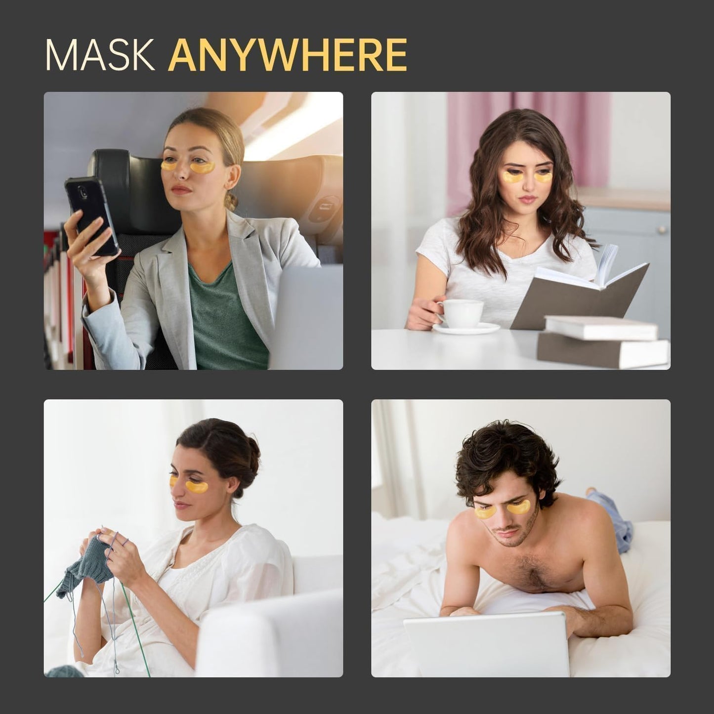 30 Pairs 24K Gold Under Eye Patches Face Masks Dark Circles Puffy Eye Bags Collagen Skincare Spa Trip Eye Mask Gift