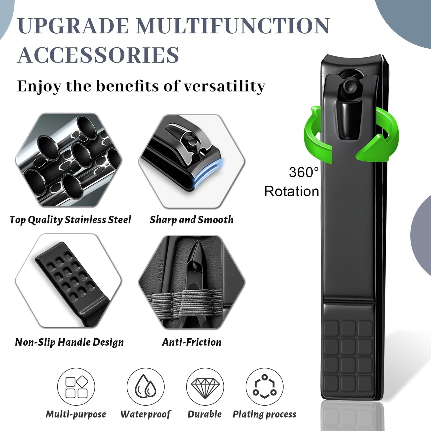 Manicure Set Nail Clipper Kit Pedicure Manicure Kit 12 In 1 Professional Pedicure Set Women Mens Personal Care Set with Travel Case Black