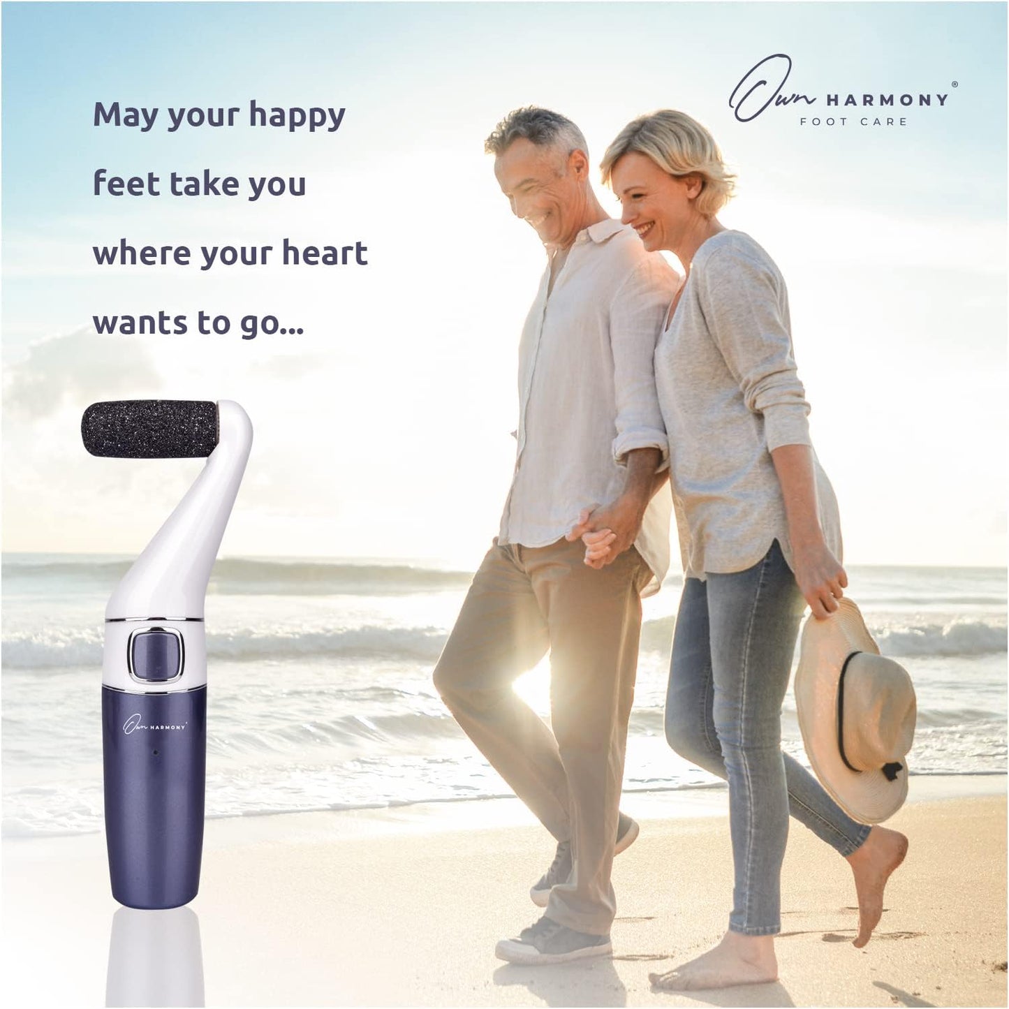 Electric Foot Callus Remover: Own Harmony Professional Feet Care Pedicure Tools, Rechargeable Feet Scrubber Dead Skin, Electronic Foot File Pedi Grinder, Best for Hard, Dry, Cracked Heels (3 Rollers)