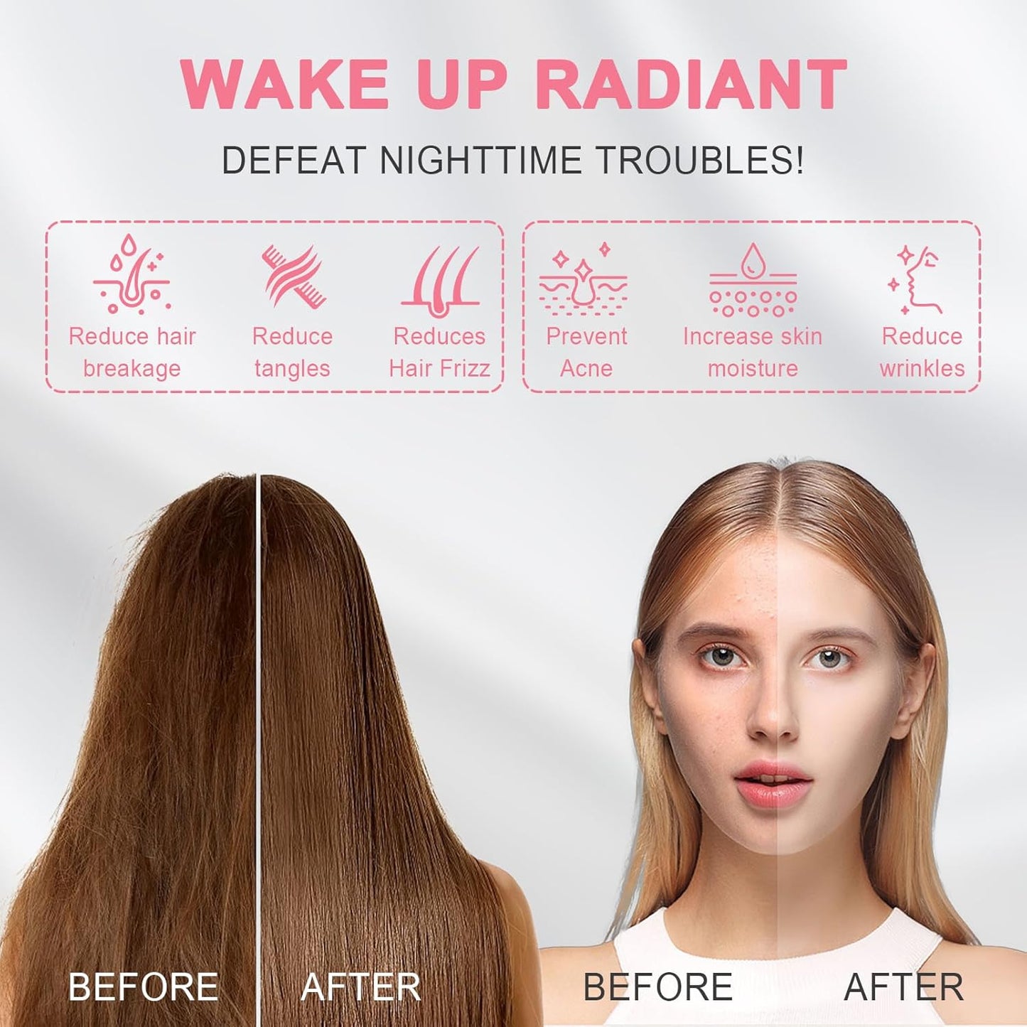 100% Silk Pillowcase 2 Pack for Hair and Skin, Both Sides 23 Momme Grade 6A+ Mulberry Silk Pillowcases with Hidden Zipper, Soft&Smooth Cooling Pillow Cases (White, Standard 20×26)