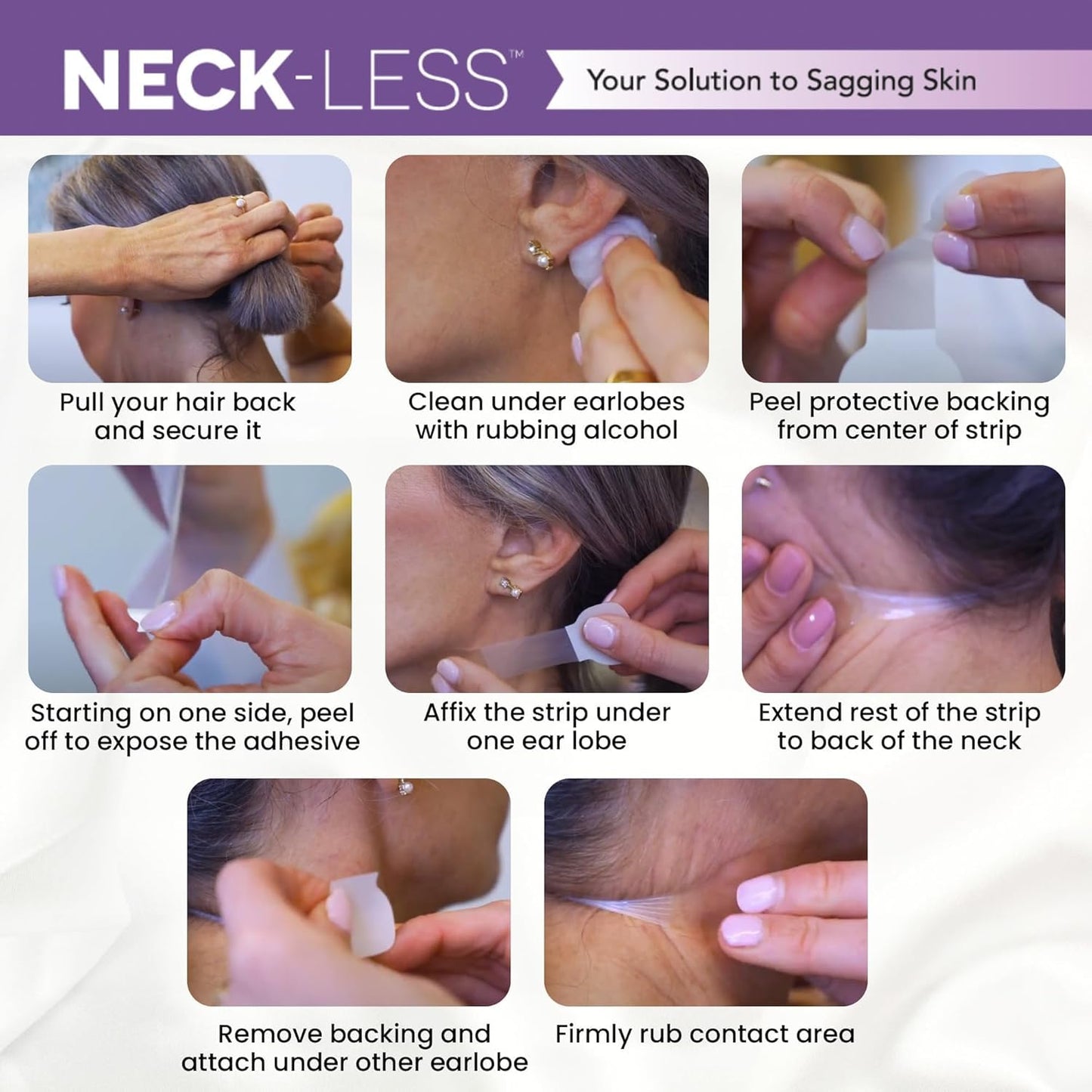 NECK-LESS Professional Face LIft Strips - Neck Tape - Medical-Grade Instant Jawline Enhancement Tape, 10-Hour Waterproof Support, Invisible, Non-Surgical Face and Neck Lift Solution (25 Strips)