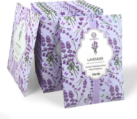 Lavender & Wood Scented Sachets - 12 Pack, Long-Lasting Home Fragrance Sachet Bags, Large Fresh-Scented Packets, Sachets for Drawers and Closets