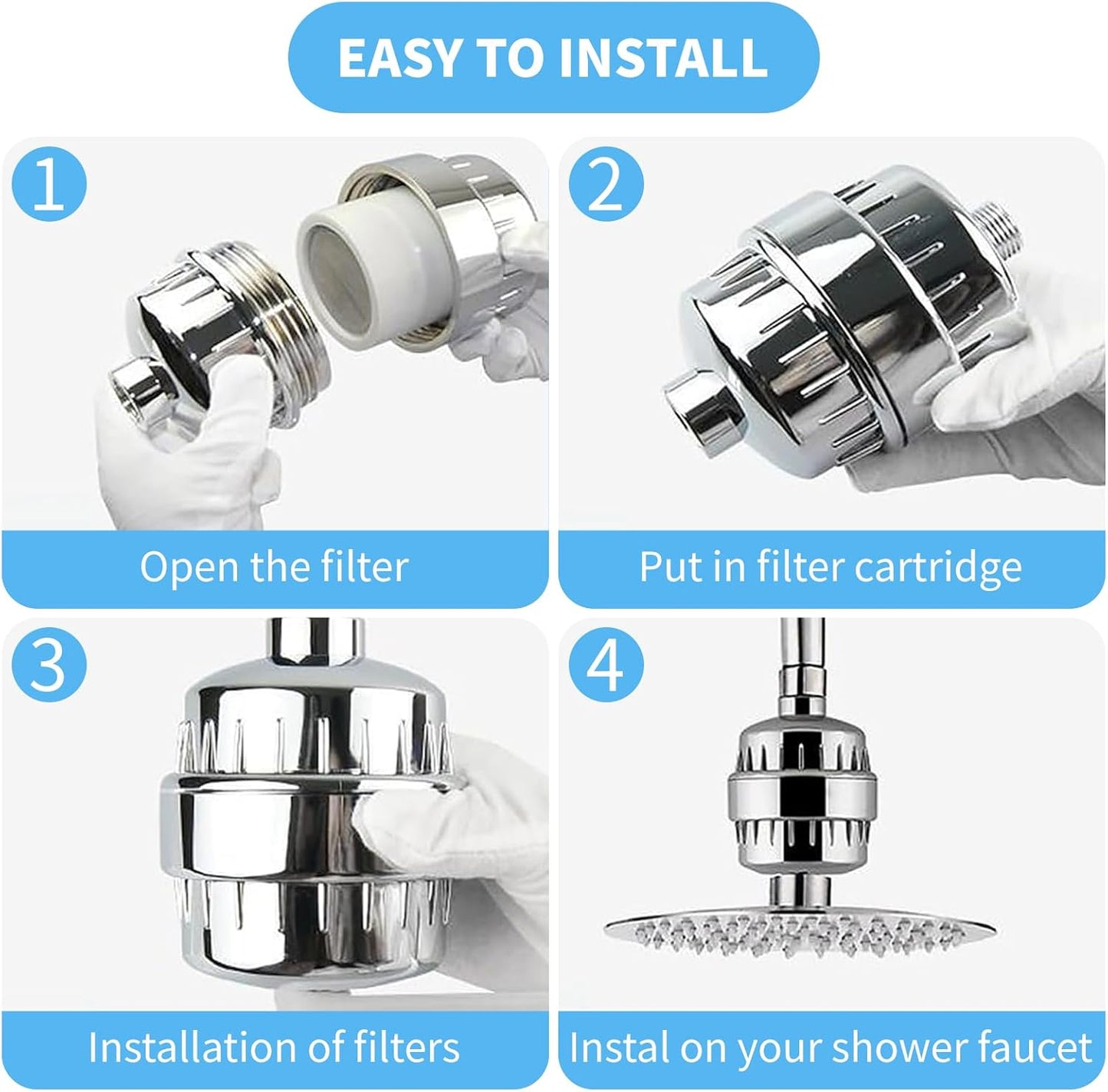 Shower Filter, 20 Stage Replacement Filter Cartridge Hard Water Shower Head Filters, Removes Sediment, Heavy Metals, Iron Other Sediments, Optimizes Water Quality