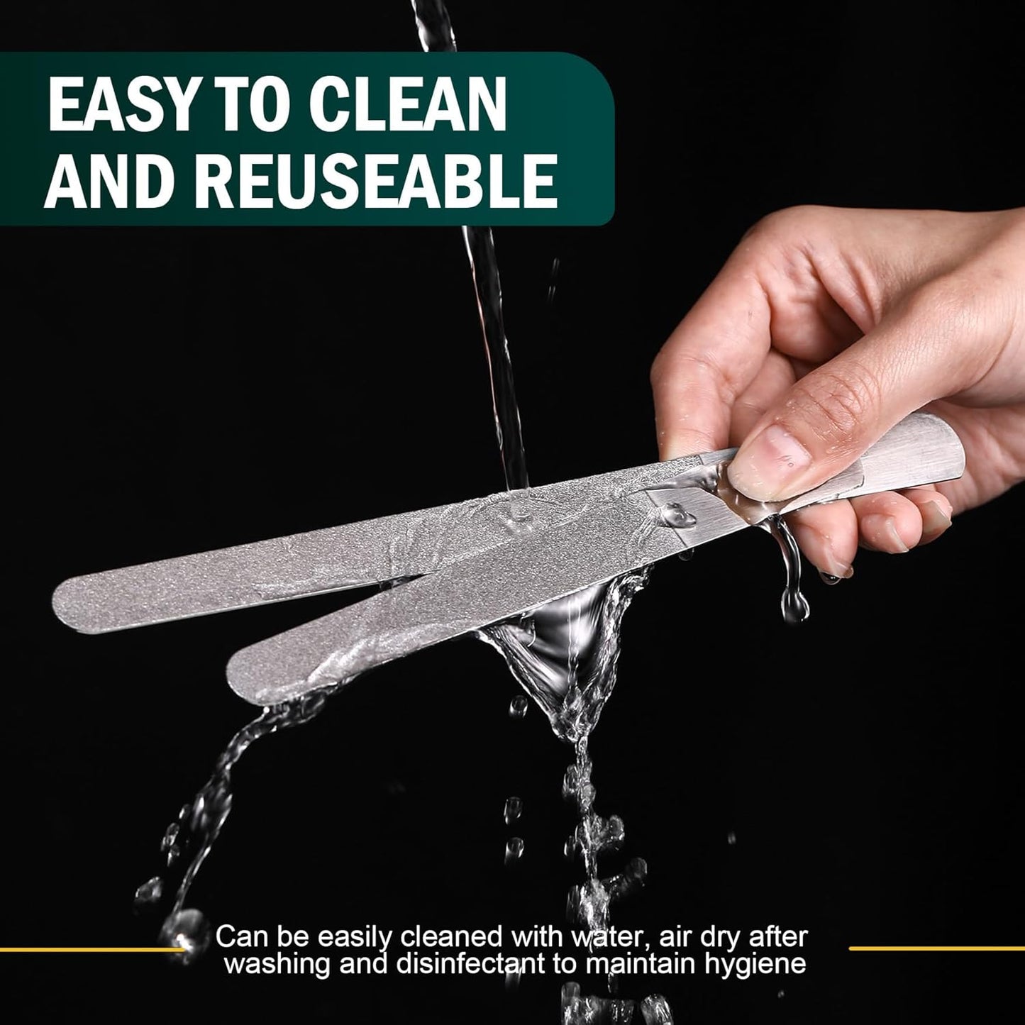 FVION Nail File Set – 2 Pcs Professional Long Nail Files for Natural Nails Double-Sided, Metal Nail File Men Manicure Pedicure Tools