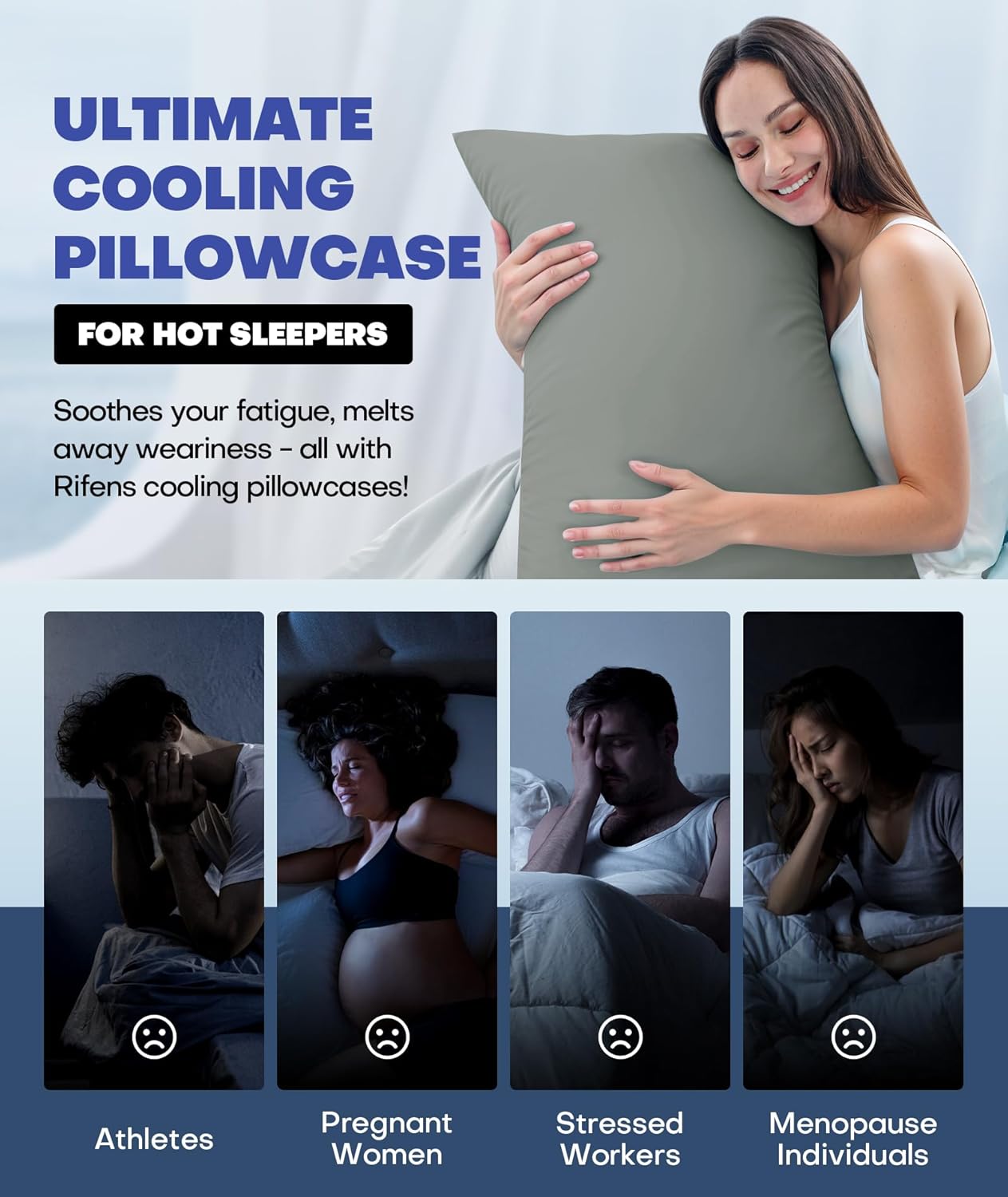 Ice Cooling Pillowcase for Hot Sleepers, Instantly Cool, Stays Cold All Night, Softer Than Silk Pillow Cases, Pillow Covers with Invisible Zipper, Gift for Men & Women - Standard, Dark Gray (1 Pack)
