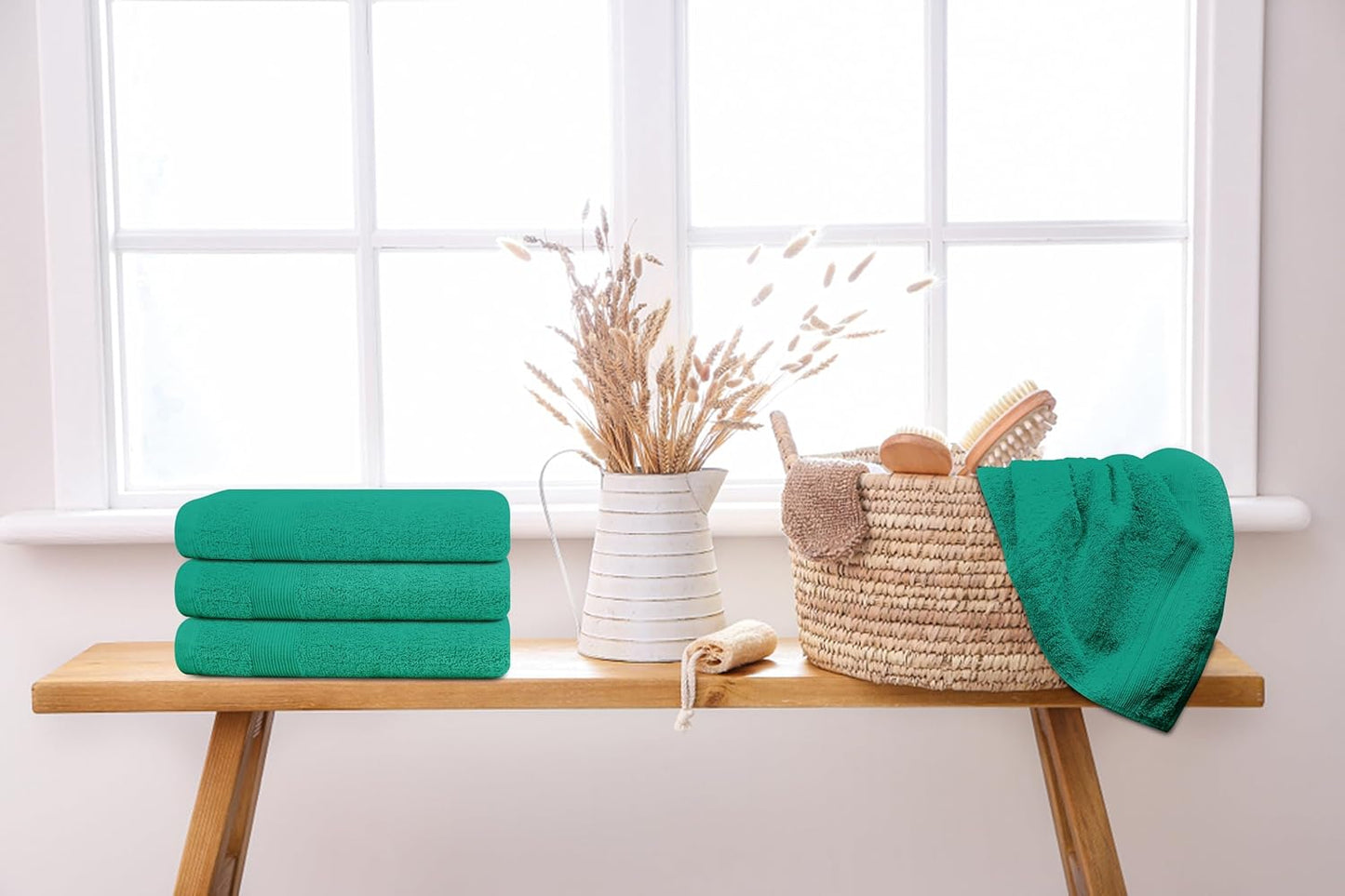 Premium Hand Towels Pack of 6 (16" x 30”) 100% Combed Ring Spun Cotton | Highly Absorbent Hand Towels Set | Ultra Soft for Home, Gym & Spa (Sea Green)