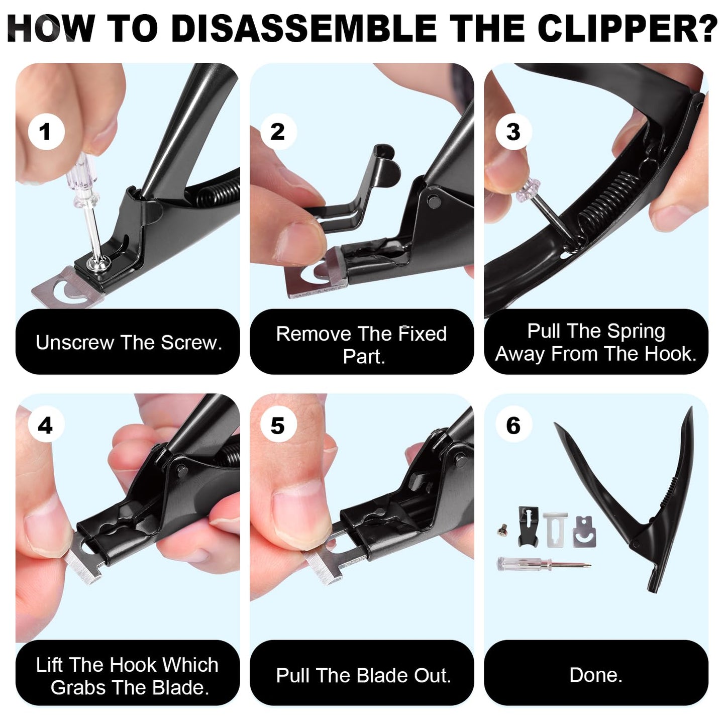 Black Premium Adjustable Nail Clippers with Magnets Sizers for Acrylic Nails, Stainless Steel Nail Cutter Trimmer for Artificial Fake False Tips Manicure Sharp Blade Clip Tool for Salon Beauty