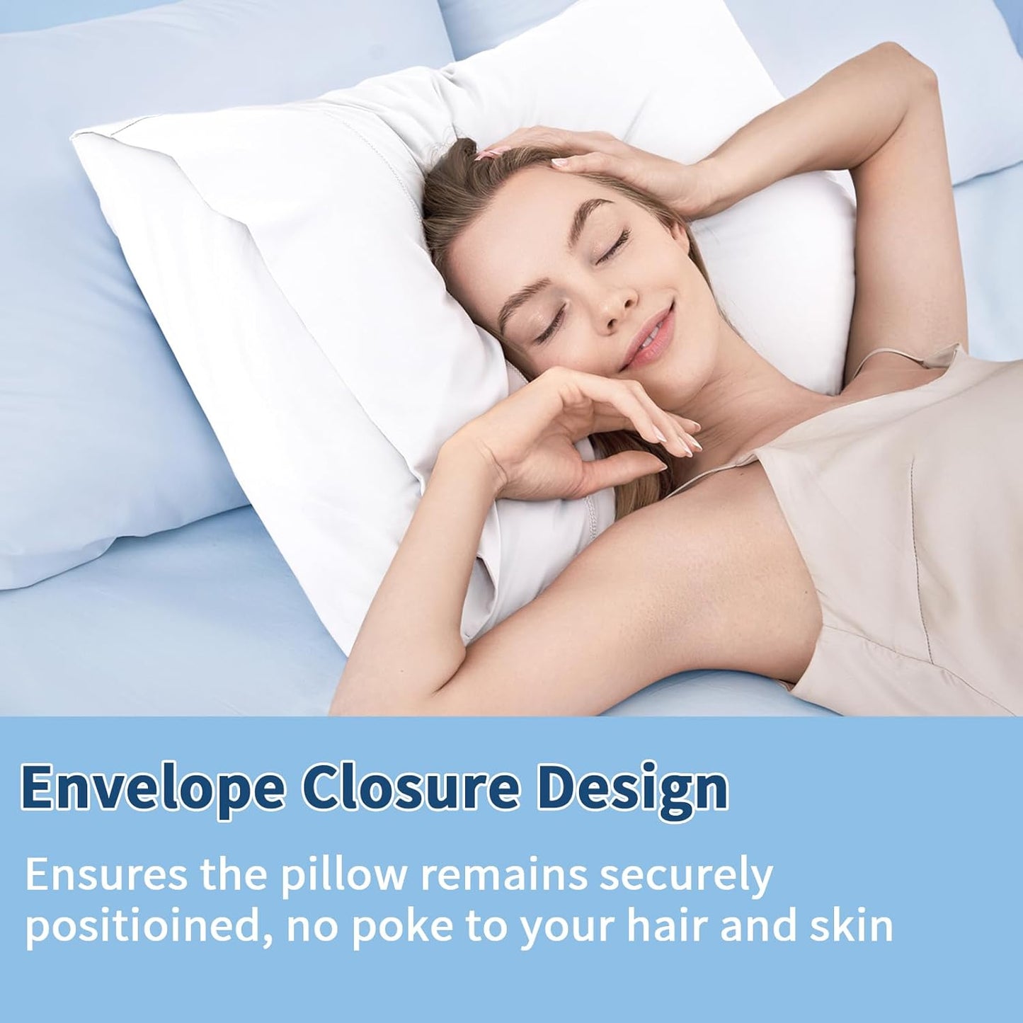 Cooling Pillow Cases 2 Pack for Hot Sleepers and Night Sweats, Ice Cool Pillow Covers Queen Size Set of 2 for Hair Skin Reduces Wrinkles & Frizz Softer Than Silk Pillow Cases, Envelope Closure, White