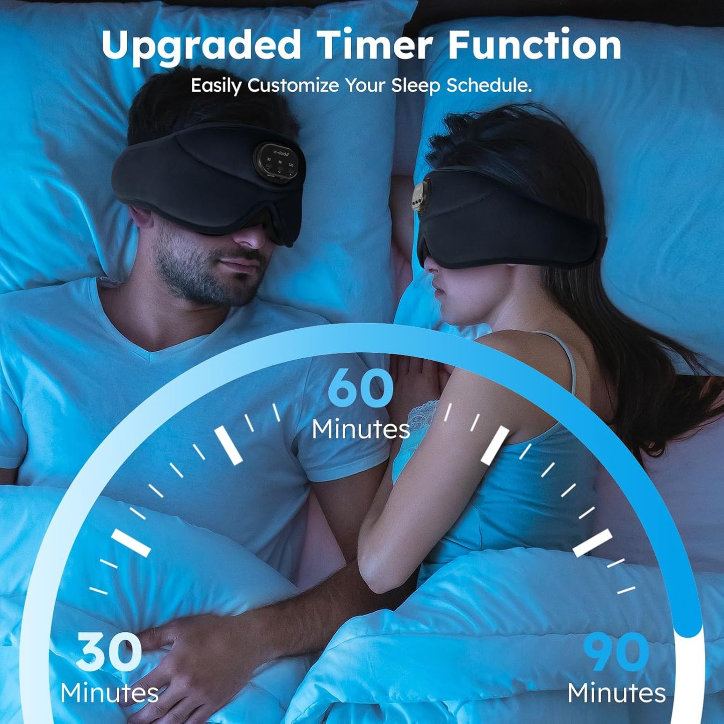 LC-dolida White Noise Sleep Mask, 3D Sleep Headphones with 16 Soothing Sounds, Bluetooth 5.4 Sleep Eye Mask with Timer, Total Blackout Sleeping Headphones for Side Sleeper(Black)