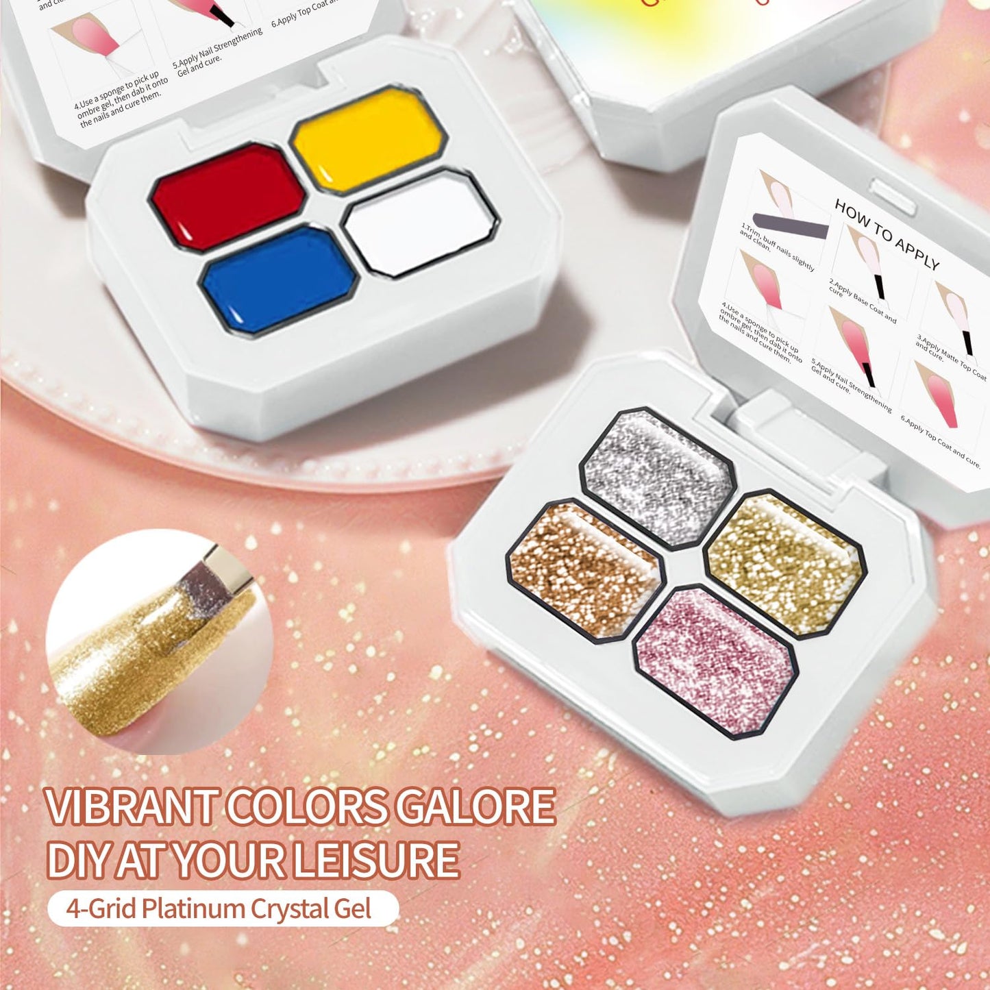 Ombre Gel Nail Polish Set,9 Colors Metallic Shine Gradient Painting Patting Gel Polish for Nail Art DIY Gradient Painting for Salon or Home Use