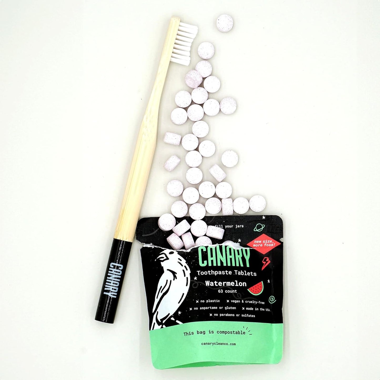 Canary Nano Hydroxyapatite Toothpaste Tablets Strawberry Kiwi - Remineralizing, Fluoride Free, All Natural Tabs with Xylitol - Great for Kids, Plastic Free - 240 Count