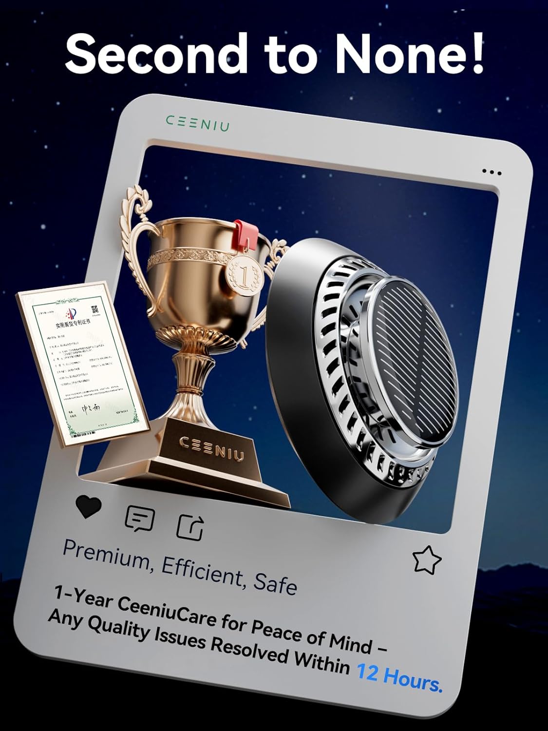 Ceeniu Solar Car Air Freshener F21, DIY Essential Oils, UFO Solar-Powered Auto Rotary Diffuser, Natural French Fragrance Cologne & Ocean, Two Oils, Aluminum Alloy, Dashboard Aromatherapy Freshener