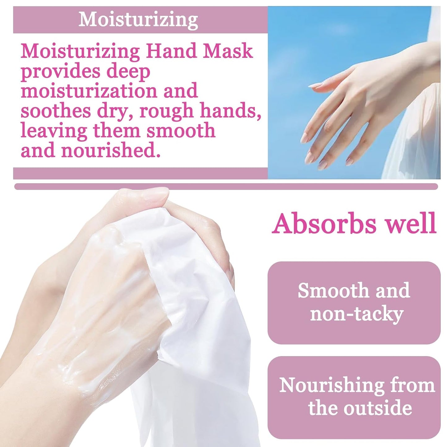Hydrating Hand Masks, 6PCS Hand Mask Moisturizing Gloves for Men Women, Smooth Long Lasting Soft Exfoliating Hand Peeling Spa Mask Moisturizer Beauty Gift Set for Dry Cracked Rough Dull Hands(A)