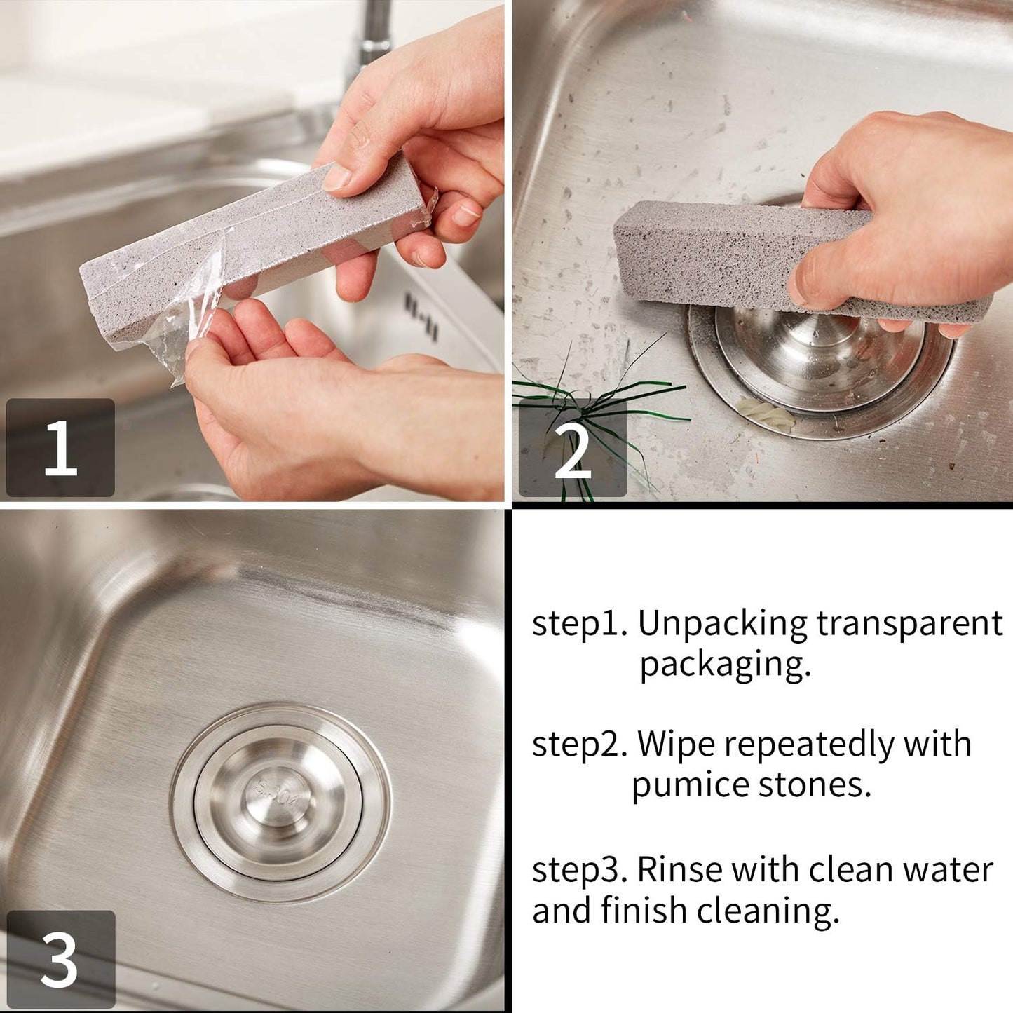 Chinco 10 Packs Pumice Stick for Cheaning, Pumice Scouring Stone Pad Removing Stain Grime Without Leaving Scratches for Kitchen Oven Stove Home Bathroom Toilet Pool House Cleaning Supplies