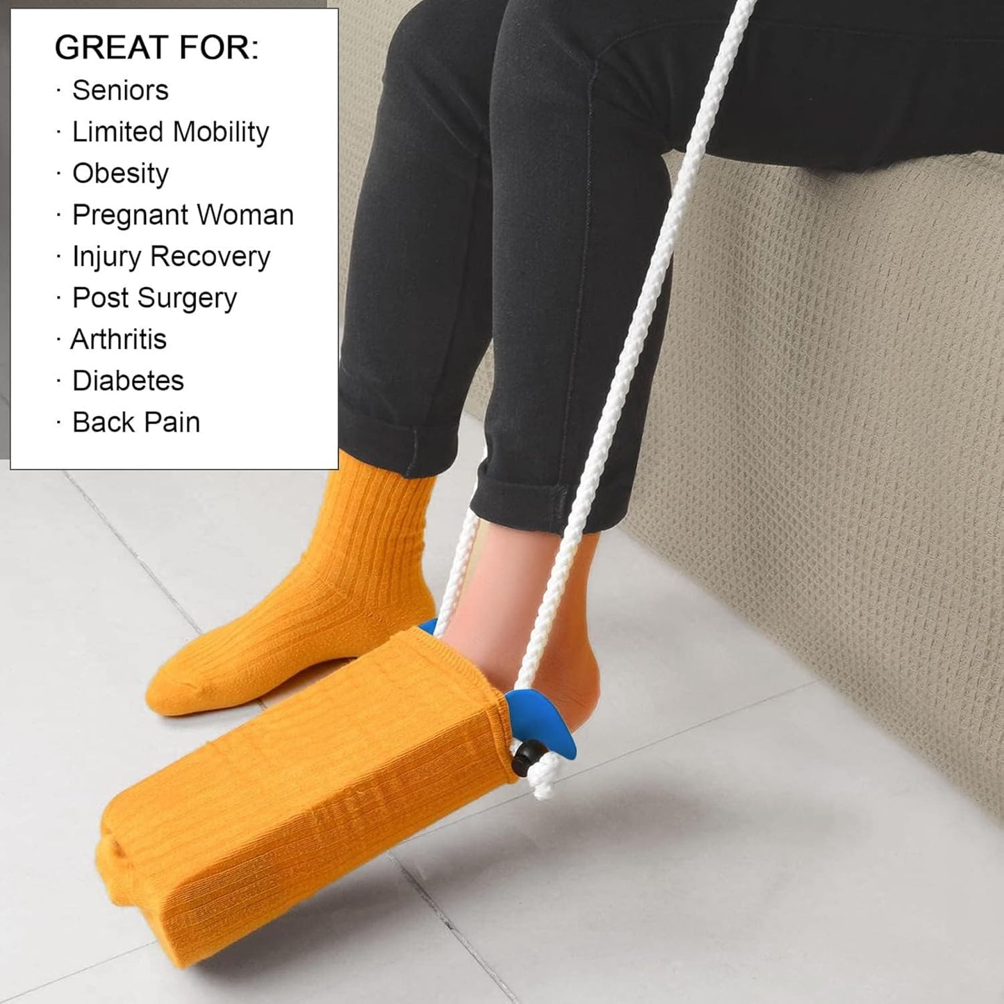 DILSIAI Sock Aid Device for Seniors Assistant Device no Bending Helper Easy on and Off Stocking - Without Bending, Slip Resistance, Reliable Sock Aid Device for Seniors (Blue)