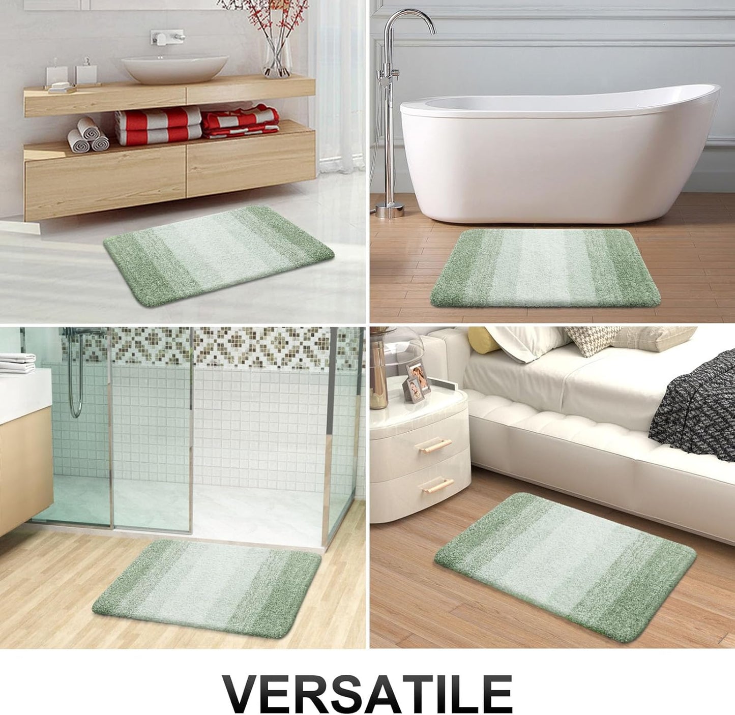 OLANLY Bathroom Runner Rugs 59x24, Extra Soft Absorbent Microfiber Bath Rugs, Rubber Backing, Quick Dry, Washable Bath Mats for Bathroom Floor, Tub and Shower, Home Decor Accessories, Sage Green