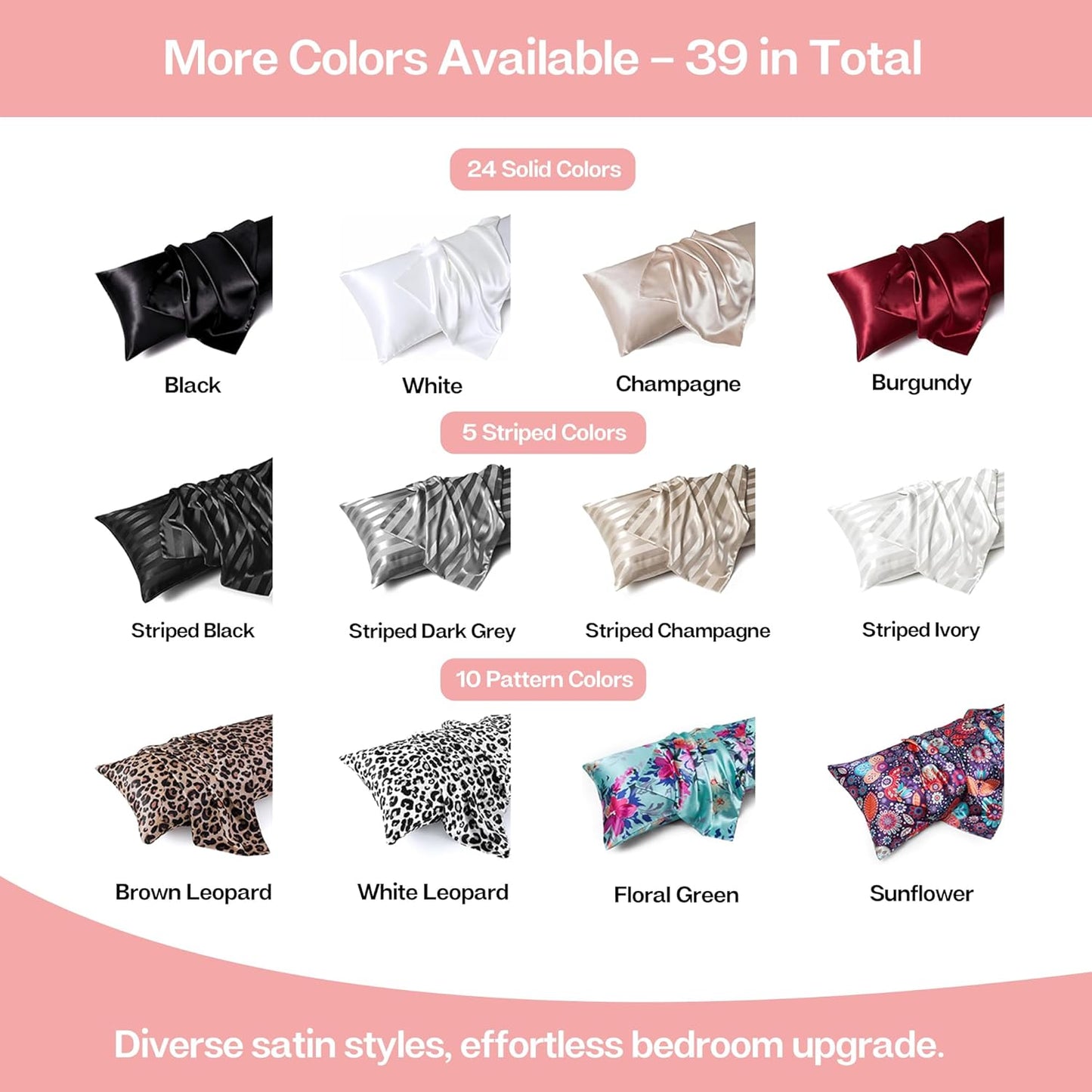 MR&HM Satin Body Pillow Cover, Soft and Breathable Body Pillow Case with Envelope Closure, Cooling and Silky Long Pillowcase for Hair and Skin,Grey (20x54, Blush)