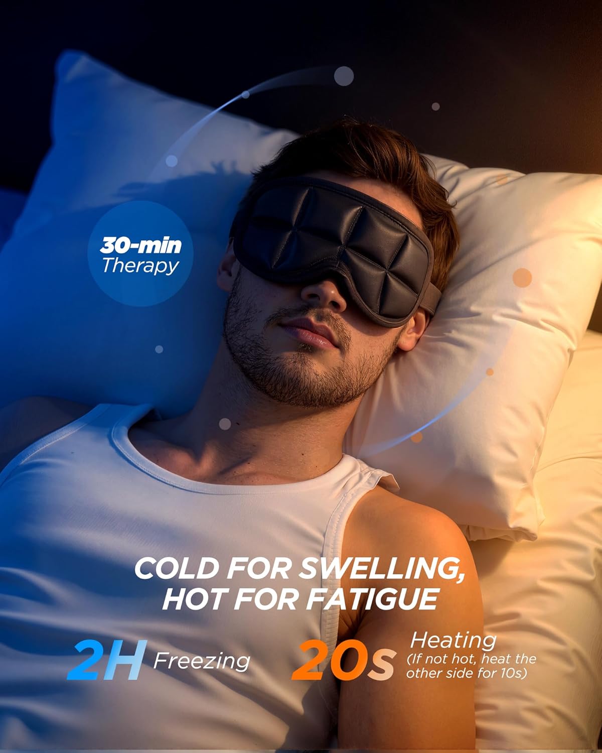 3D Cooling Sleep Mask with Double Coldfocus Gel - Frozen Cold Gel Eyes Mask with Contoured Blackout Hot & Cold Therapy for Women, Men Sleeping on Airplane Traveling for Migraine, Dry Puffy Eye,2 Packs