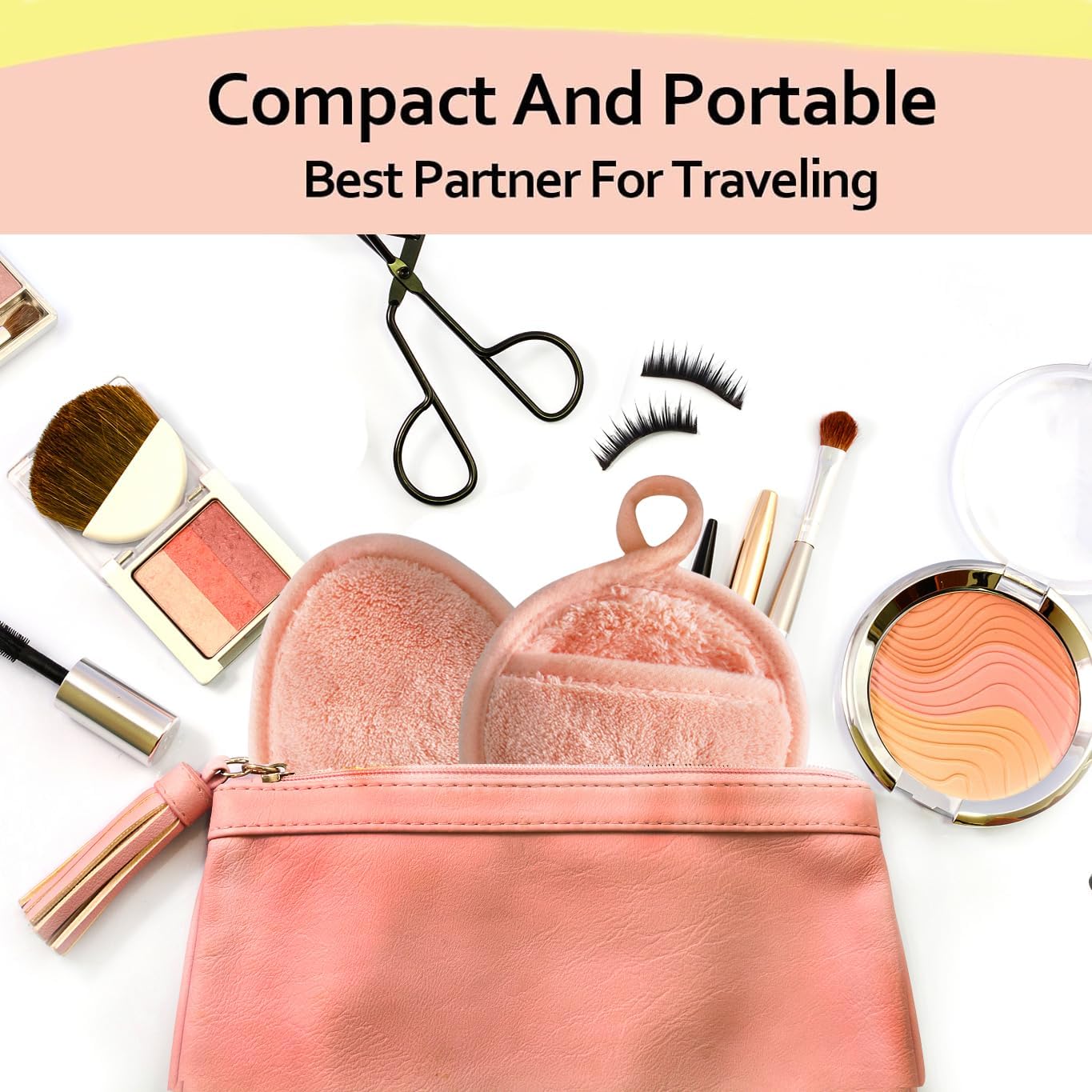 Reusable Makeup Remover Pads Soft Makeup Remover Cloths Washable Facial Makeup Cleansing Pads for Face,Lip,Eyes Orange 12PCS