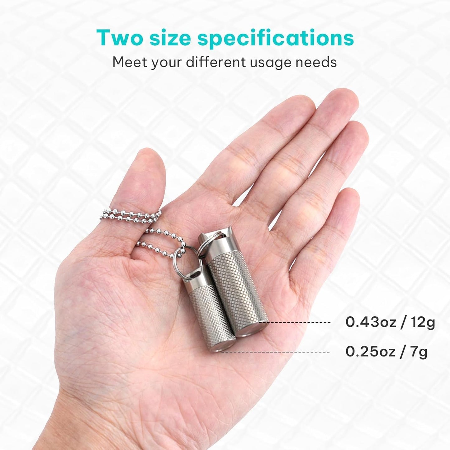 Small Titanium Pill Case Keychain - IPX7 100% Waterproof, Extreme Temp Resistant, Large Capacity, Double O-Ring Seal for Theaters & Travel (2PC)