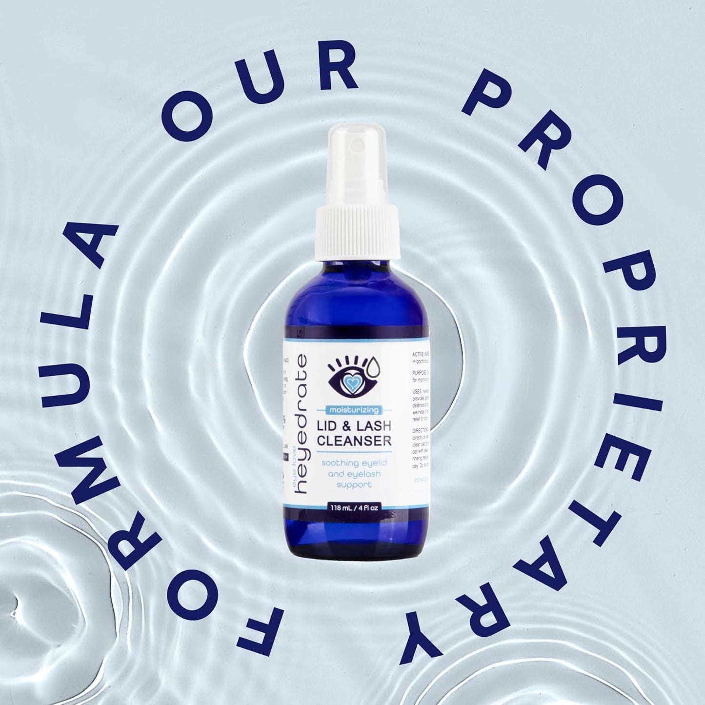 Heyedrate Lid & Lash Cleanser for Stye, Blepharitis, Dry Eyes, Meibomian Gland Dysfunction, Rosacea, and Eye Irritation Relief | Hypochlorous Acid Eyelid Cleanser Spray