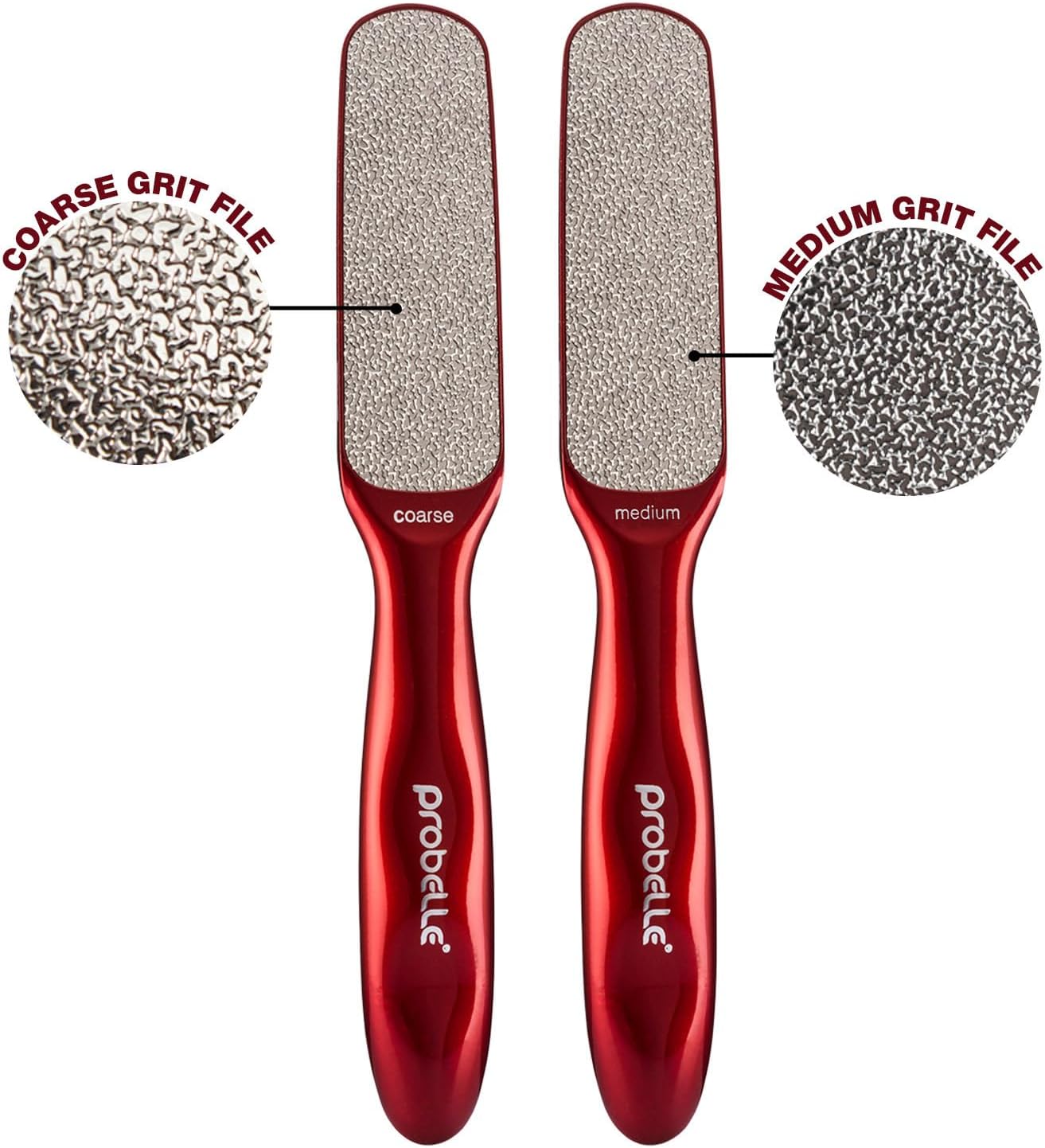 Probelle Double Sided Multidirectional Nickel Foot File Callus Remover - Immediately Reduces calluses and Corns to Powder for Instant Results, Safe Tool (Red)